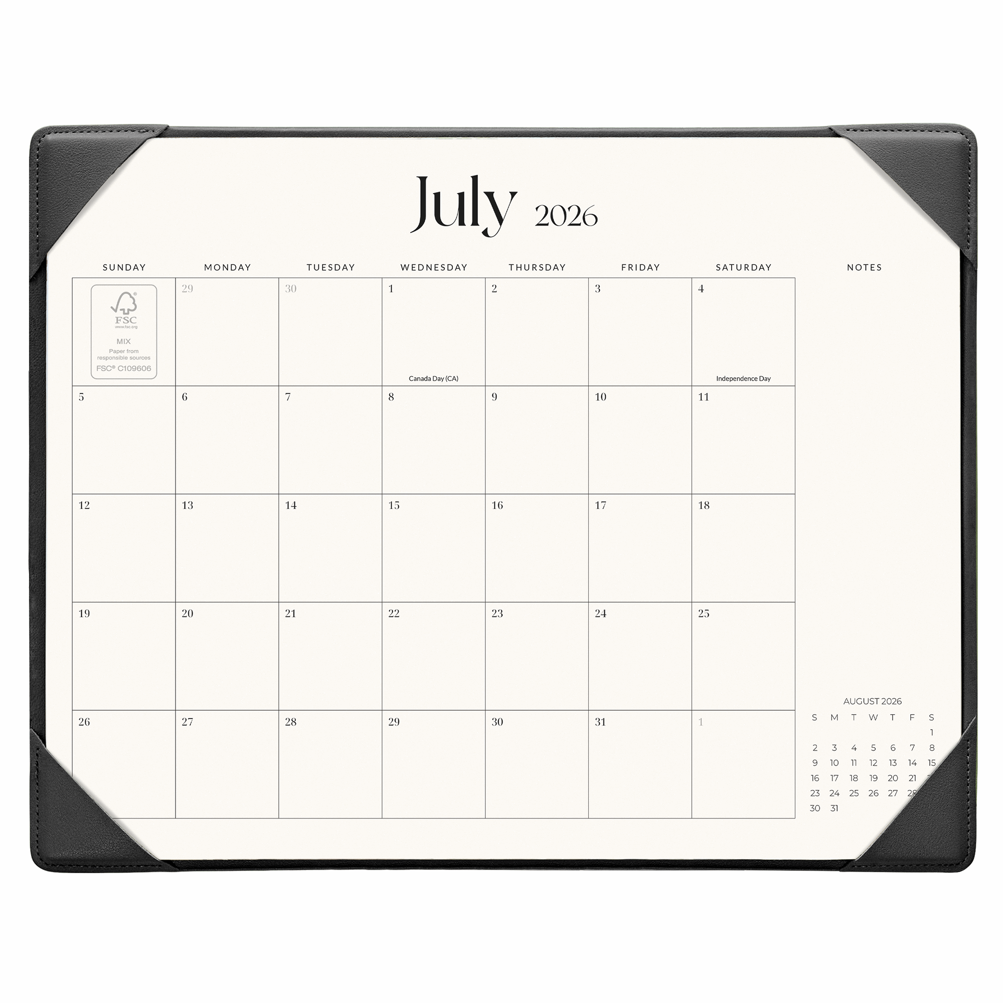 Cabbrix 2026-27 Desk Calendar, 15"L×12"W, Simplified Style, Blue