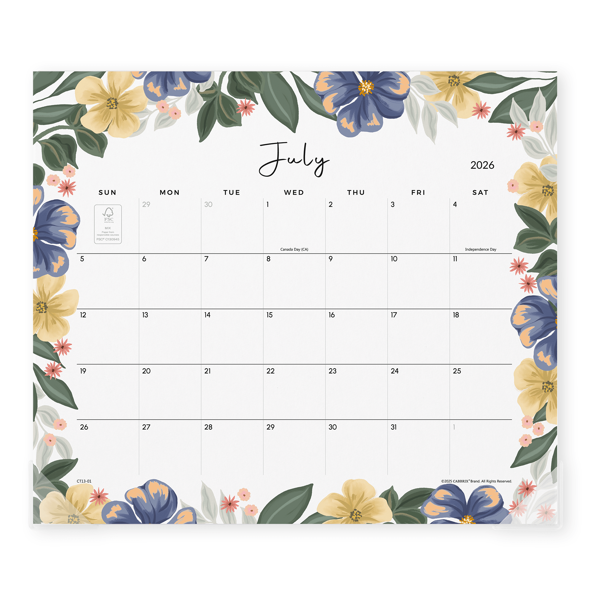 Cabbrix 2026-27 Magnetic Calendar for Fridge, 13"L×12"W, Bloom Chronicles