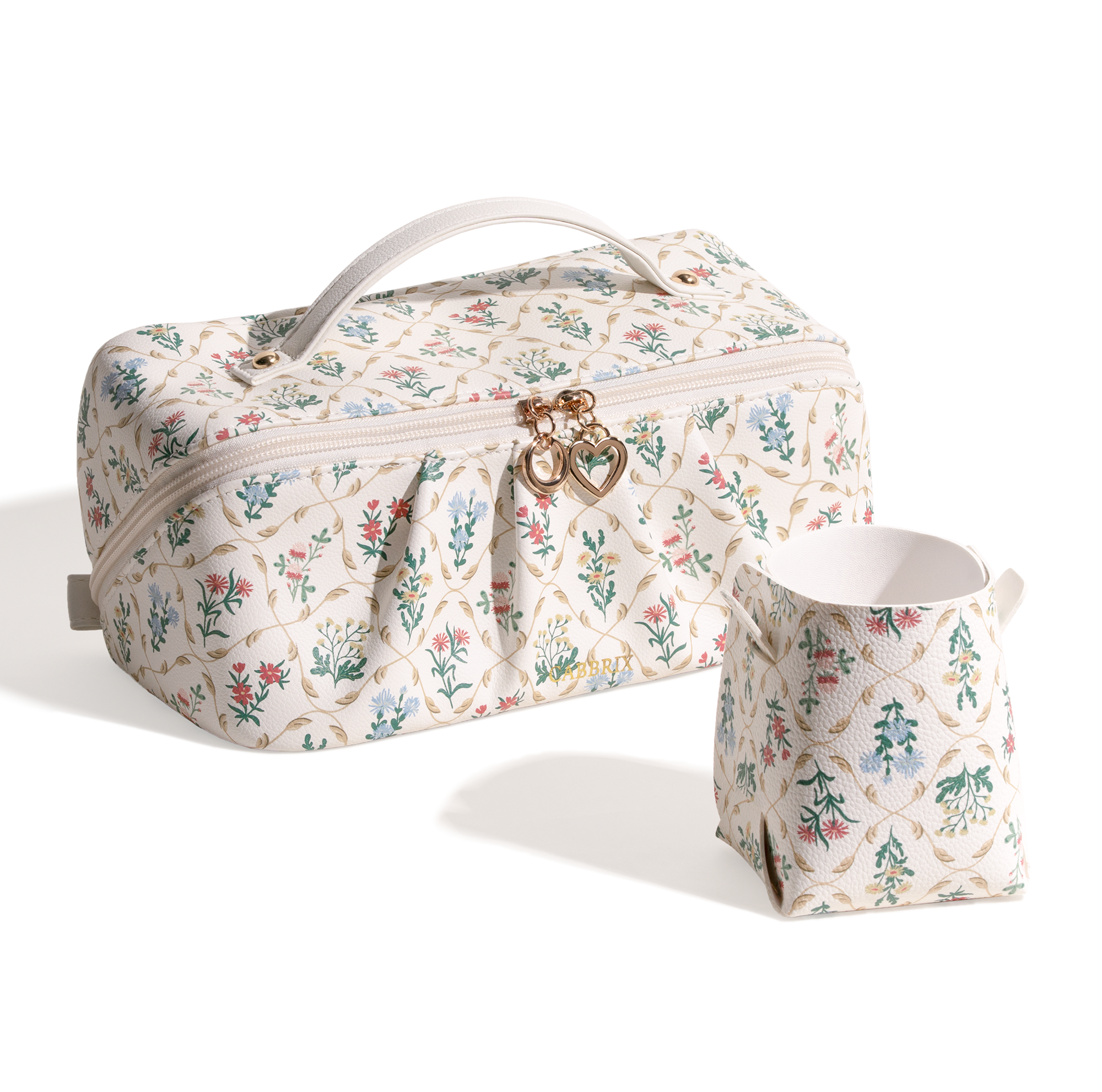 Cabbrix Travel Makeup Bag, Large Capacity Cosmetic Bag for Women, Flat Open Portable Toiletry Bag, Flowing Gleam