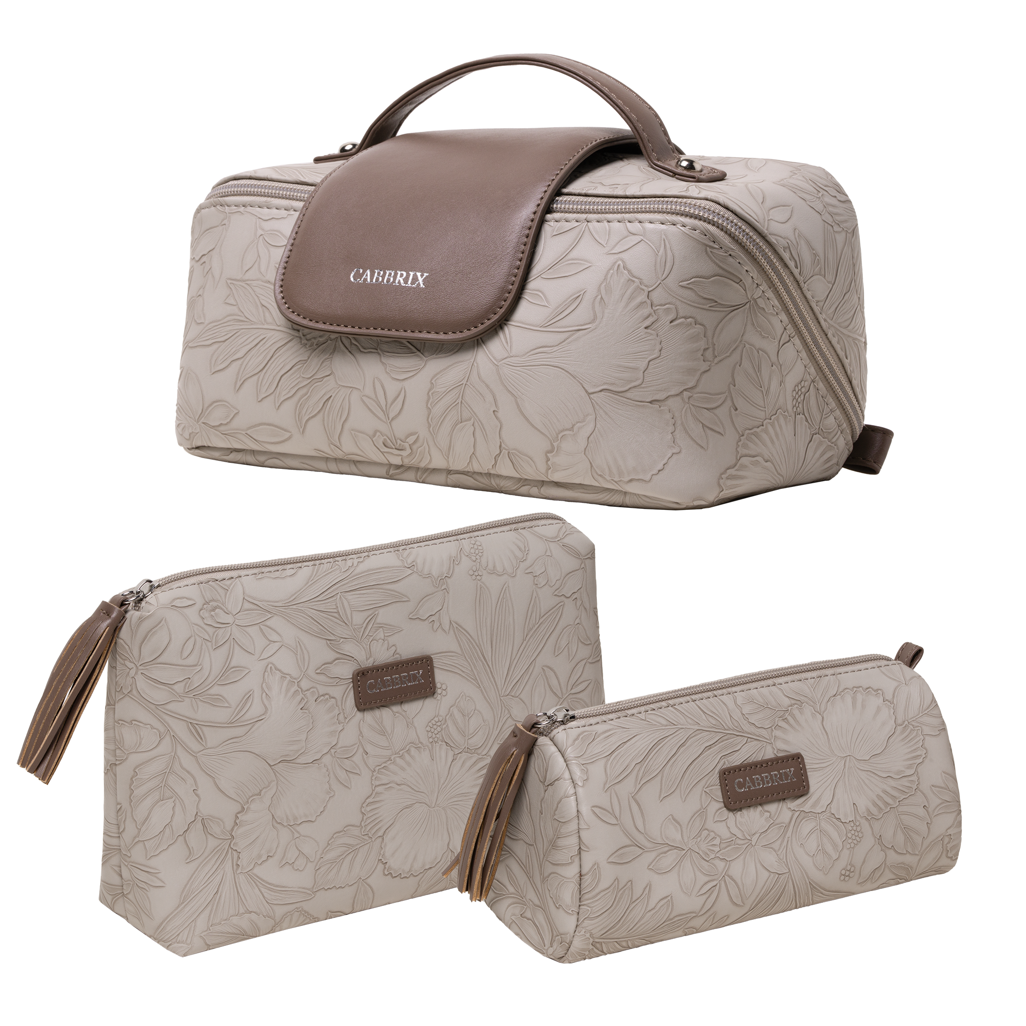 Cabbrix Travel Makeup Bag, 3 Pcs Set Large Capacity Cosmetic Bag, Purple