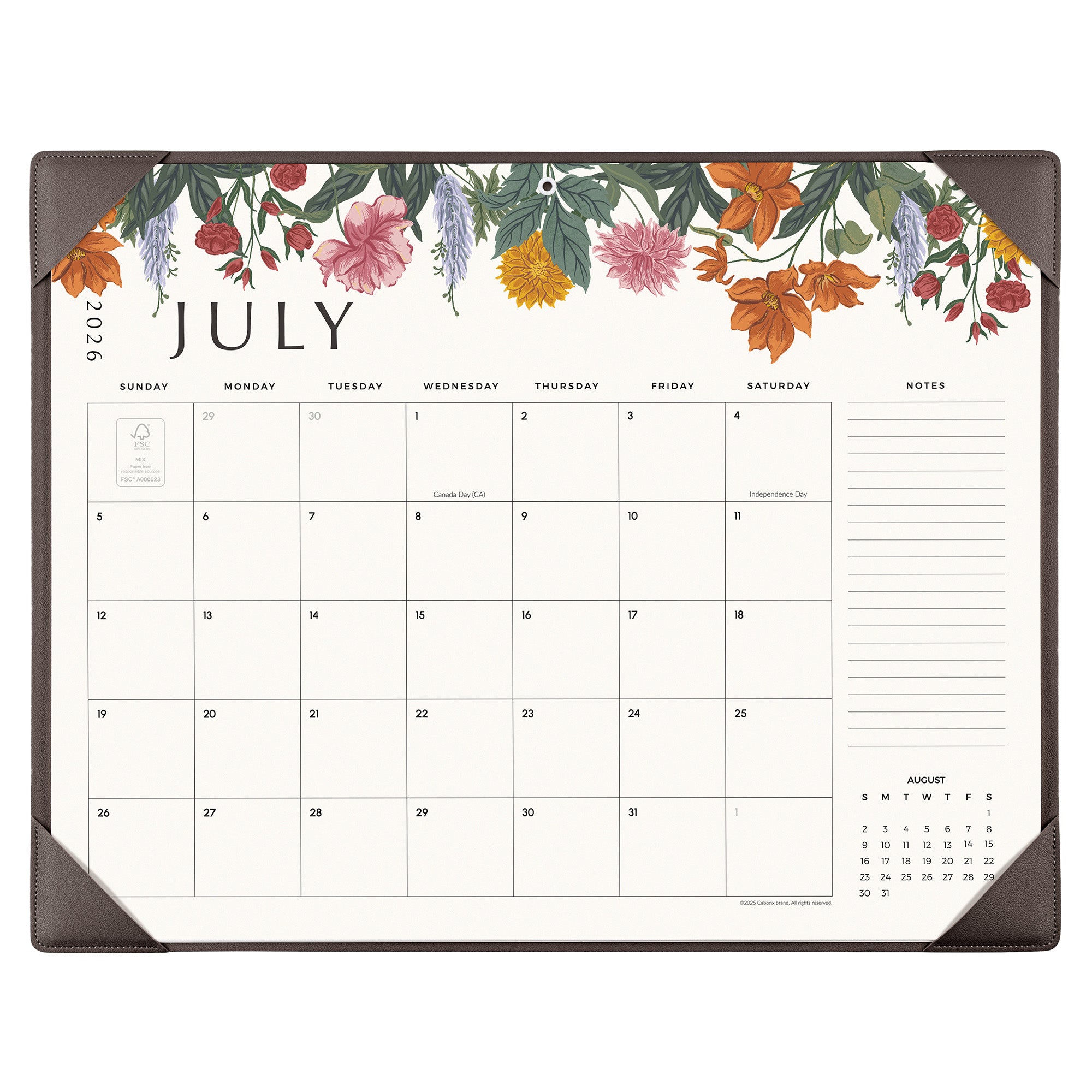 Cabbrix 2026-27 Desk Calendar, 21"L×17"W, Vine Poem, Blue