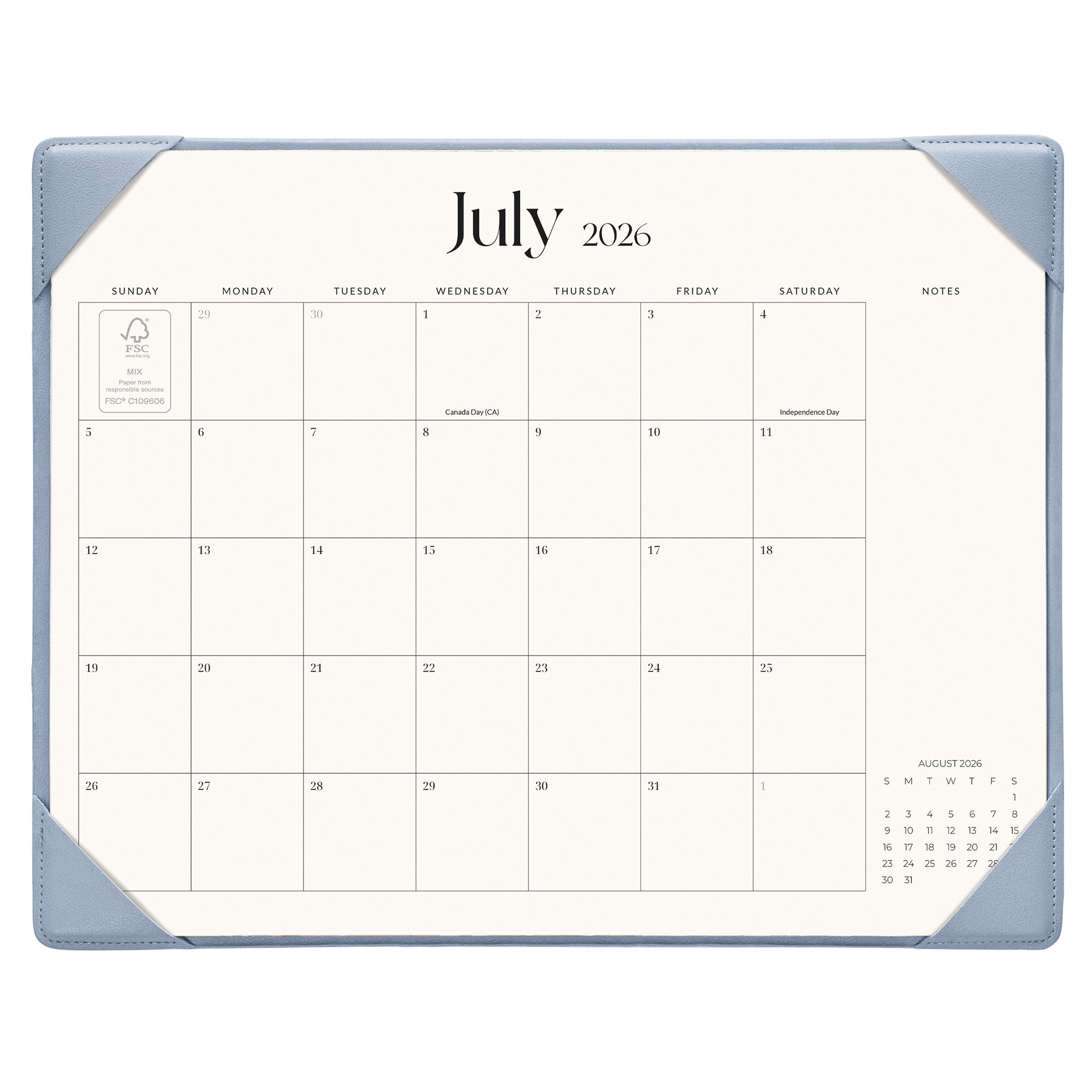 Cabbrix 2026-27 Desk Calendar, 15"L×12"W, Simplified Style, Green
