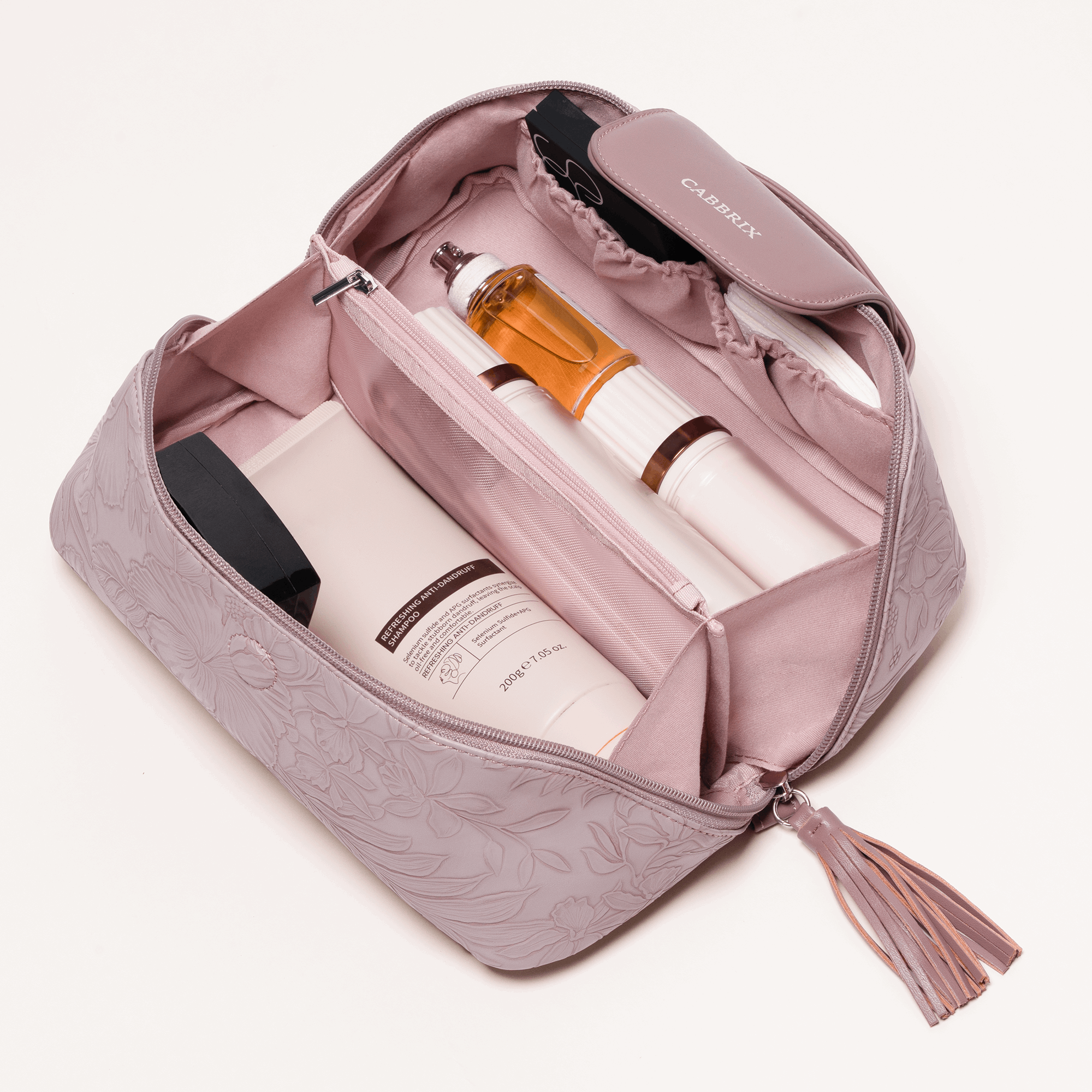 Cabbrix Travel Makeup Bag, 3 Pcs Set Large Capacity Cosmetic Bag, Purple