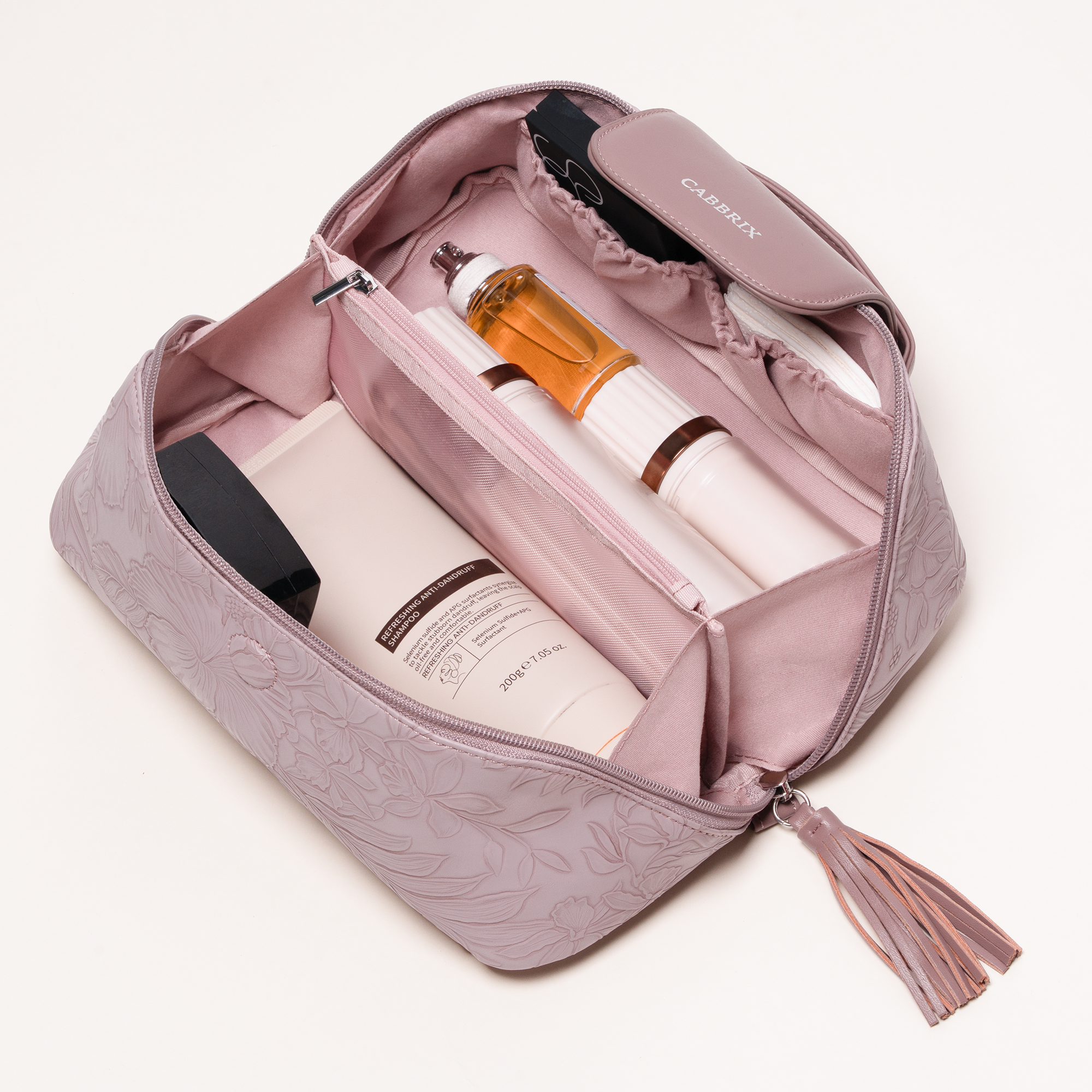 Cabbrix Travel Makeup Bag, 3 Pcs Set Large Capacity Cosmetic Bag, Purple