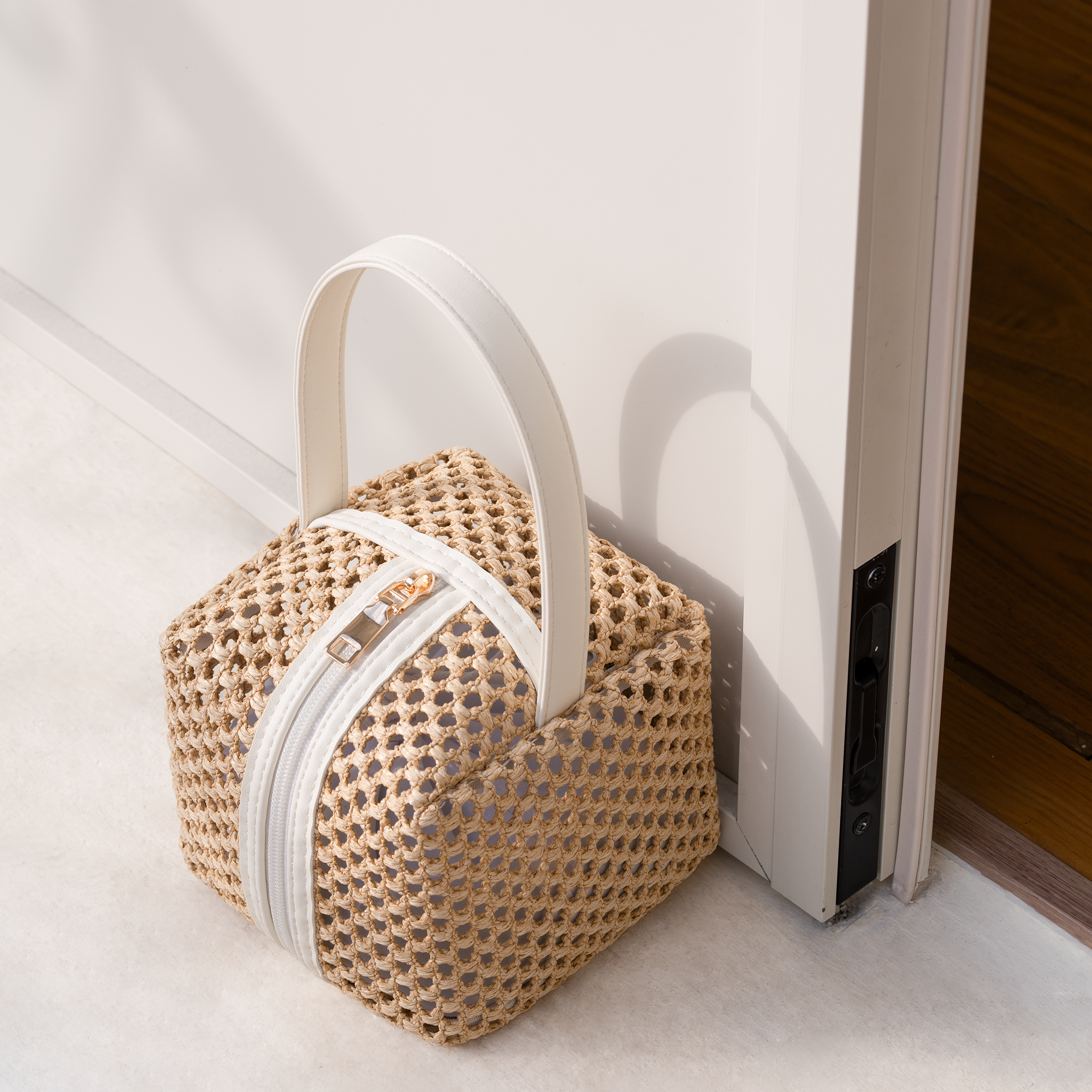 Cabbrix Decorative Door Stoppers for Standard Interior Doors, Cute Rope Knot Design, Weighted Doorstop, White