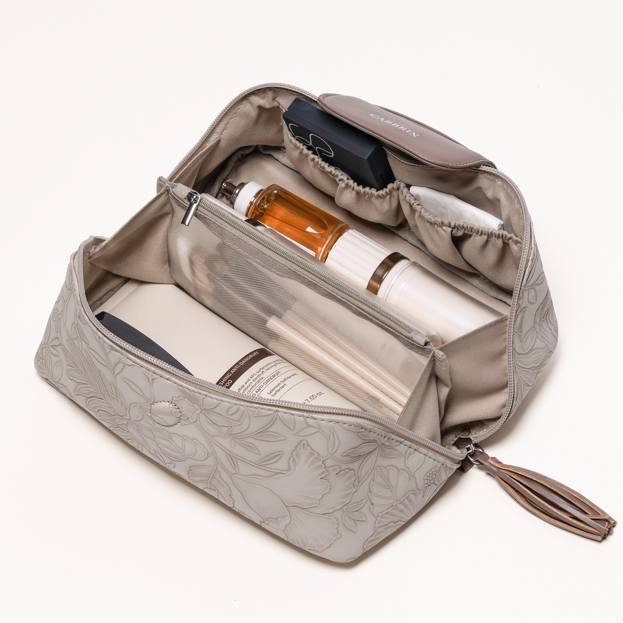 Cabbrix Travel Makeup Bag, 3 Pcs Set Large Capacity Cosmetic Bag, Apricot