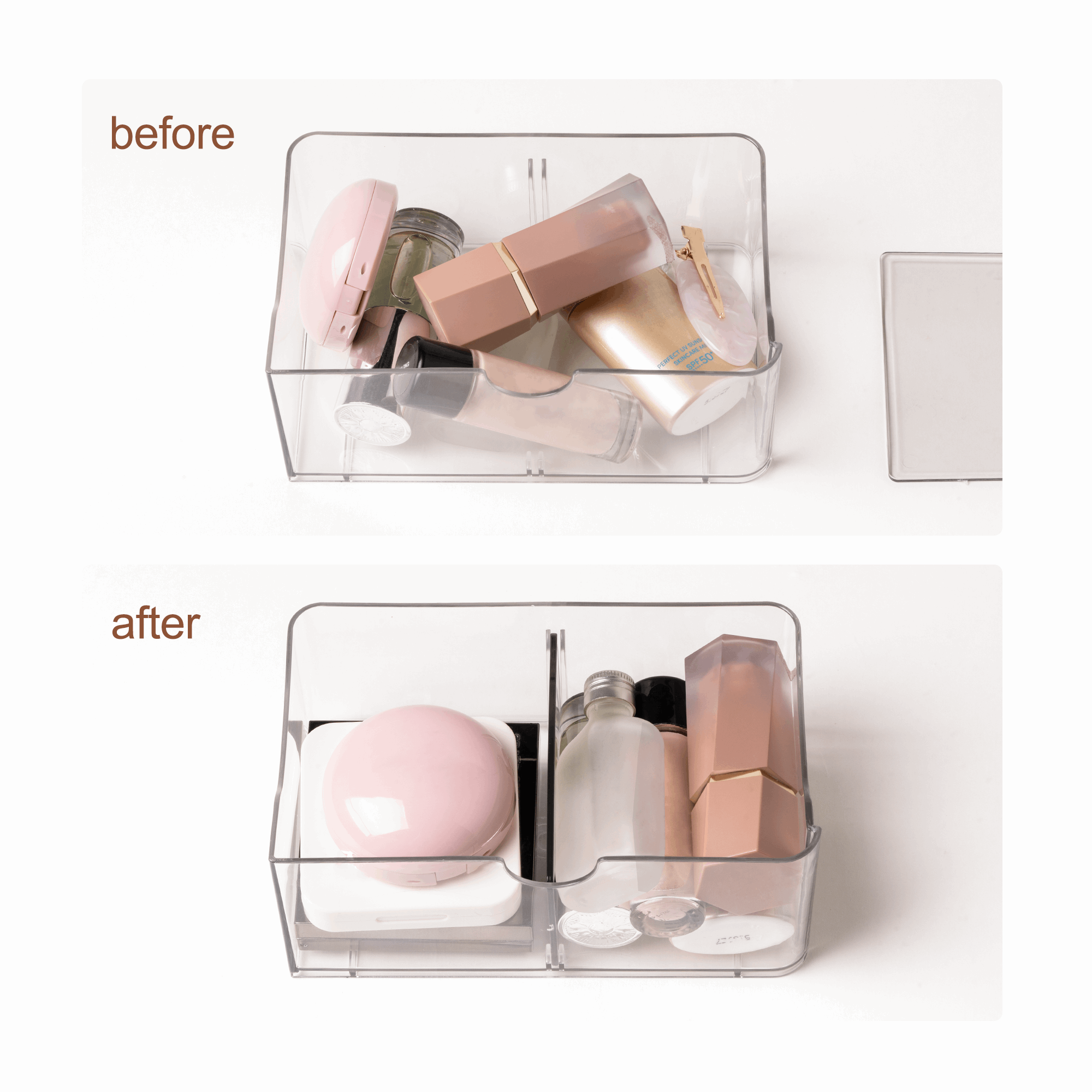 Cabbrix 3 Tier Clear Makeup Organizer, Premium Acrylic Cosmetic Storage for Vanity & Bathroom Countertop