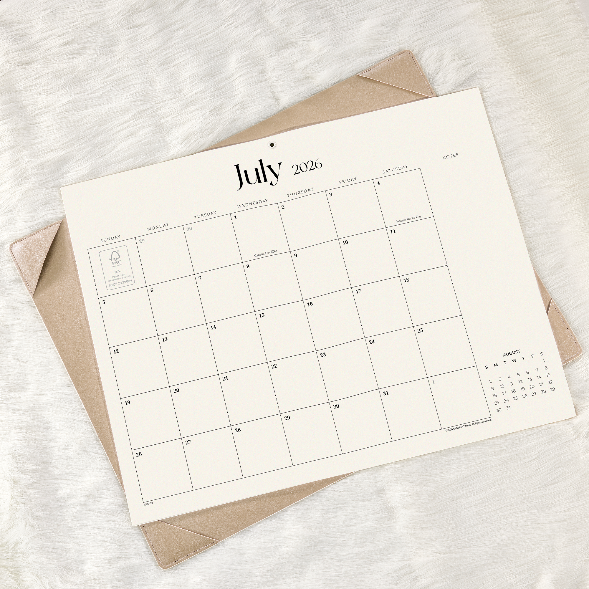 Cabbrix 2026-2027 Desk Calendar, 21"L×17"W, Simplified Style, Apricot