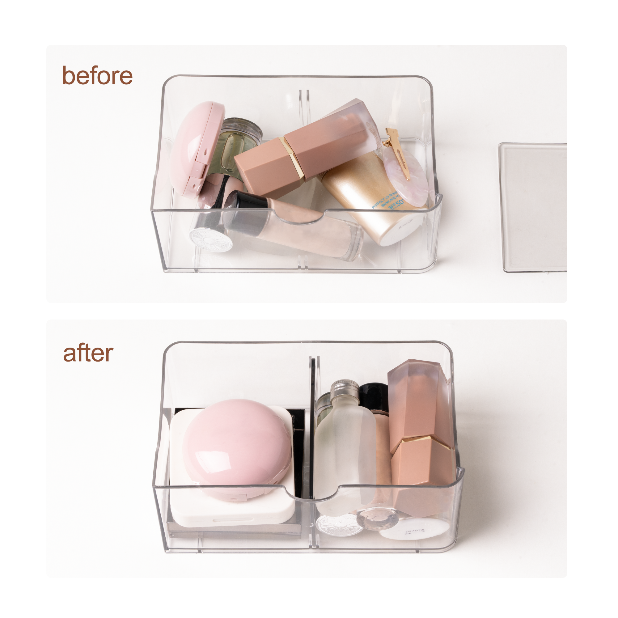 Cabbrix 3 Tier Clear Makeup Organizer, Premium Acrylic Cosmetic Storage for Vanity & Bathroom Countertop