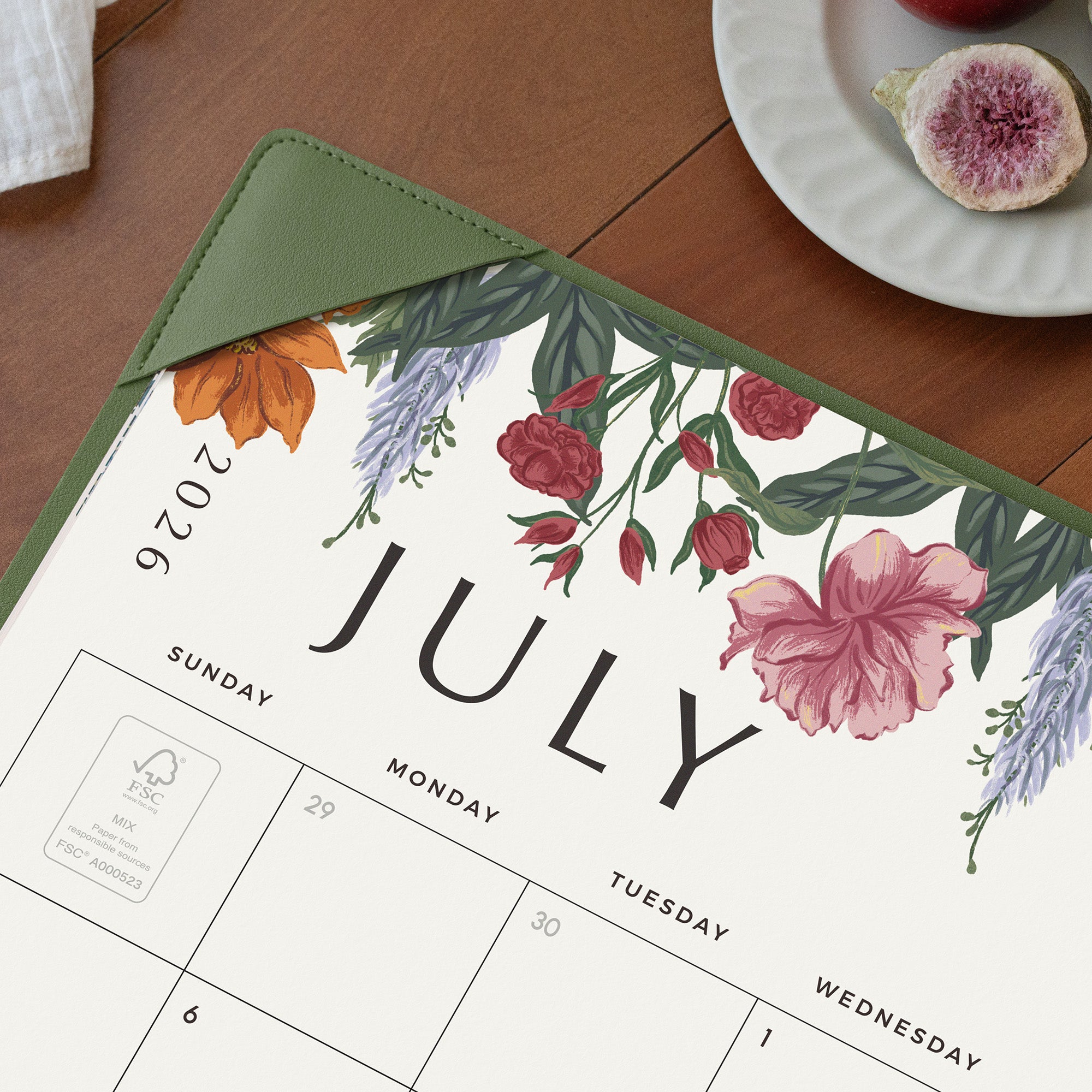 Cabbrix 2026-27 Desk Calendar, 21"L×17"W, Vine Poem, Green
