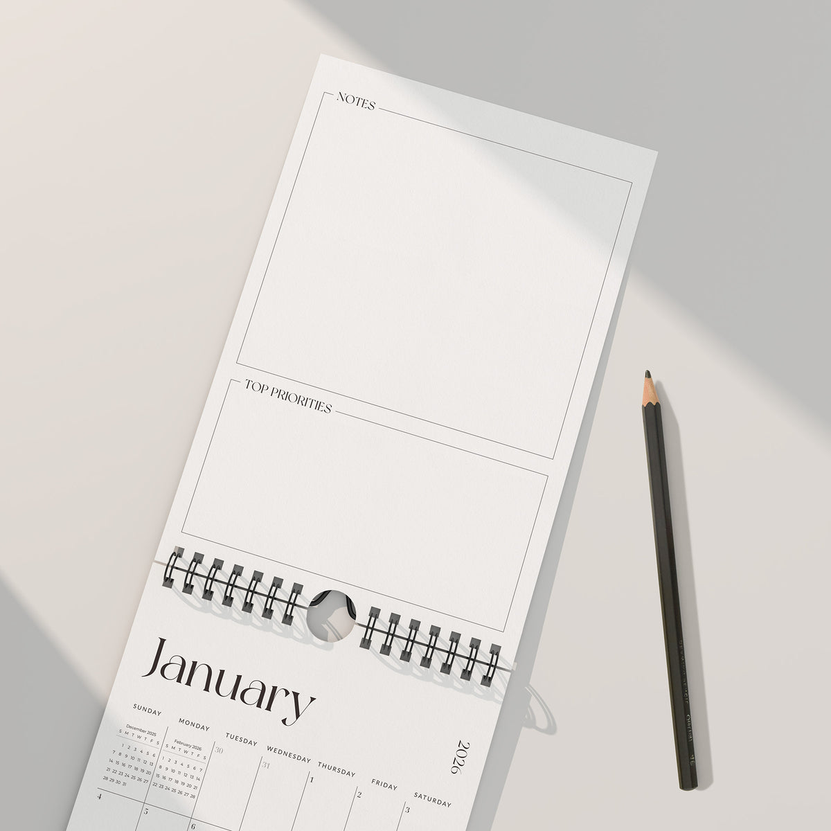 Cabbrix 2027-2028 Wall Calendar, Twin-Wire Binding, 6"L×9"W, Simple Design