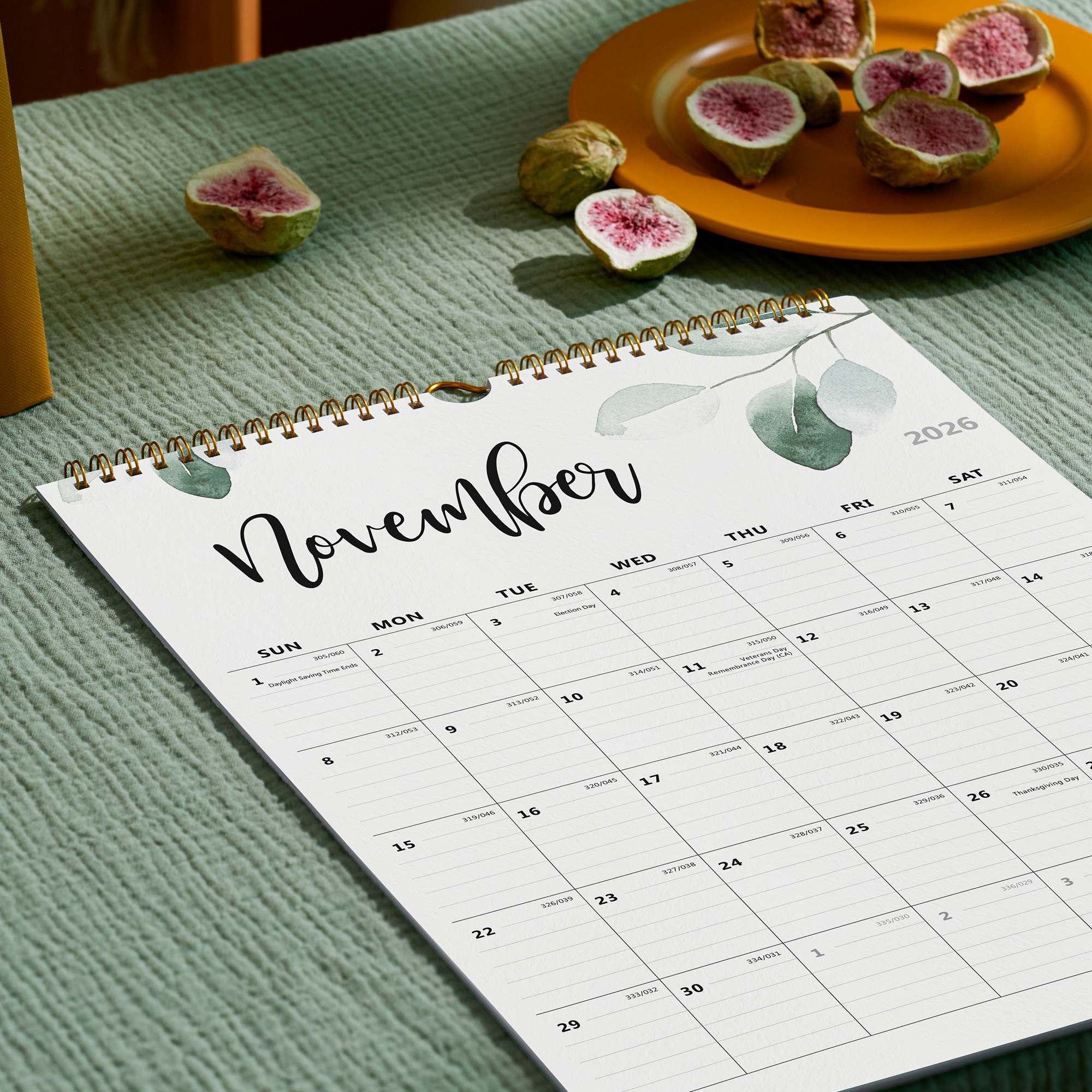 Cabbrix 2026-2027 Wall Calendar, Spiral Binding, 12"L×15"W, Botanical Elements