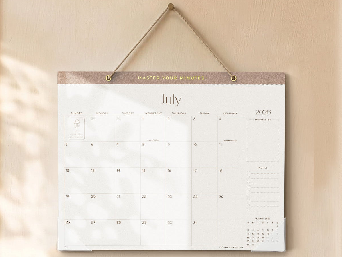 Cabbrix 2026-27 Desk Calendar, 14"L x 11"W, Simplified Style, With Hanging Holes