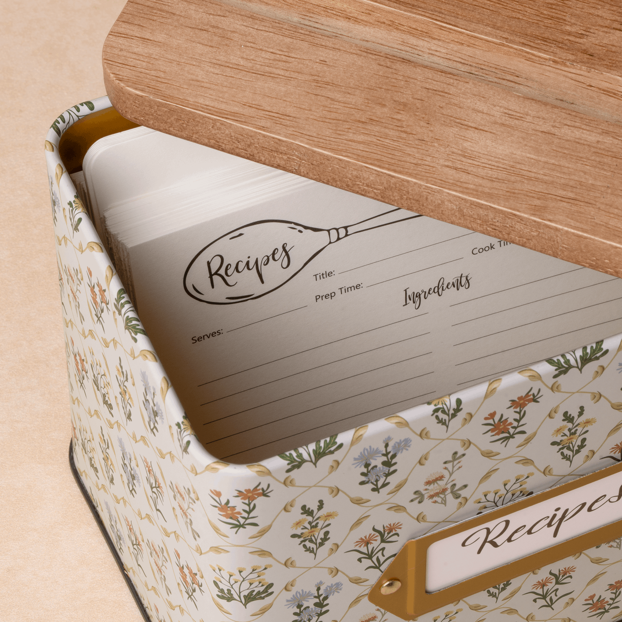 Cabbrix Stylish Recipe Box with Cards, Flowing Gleam
