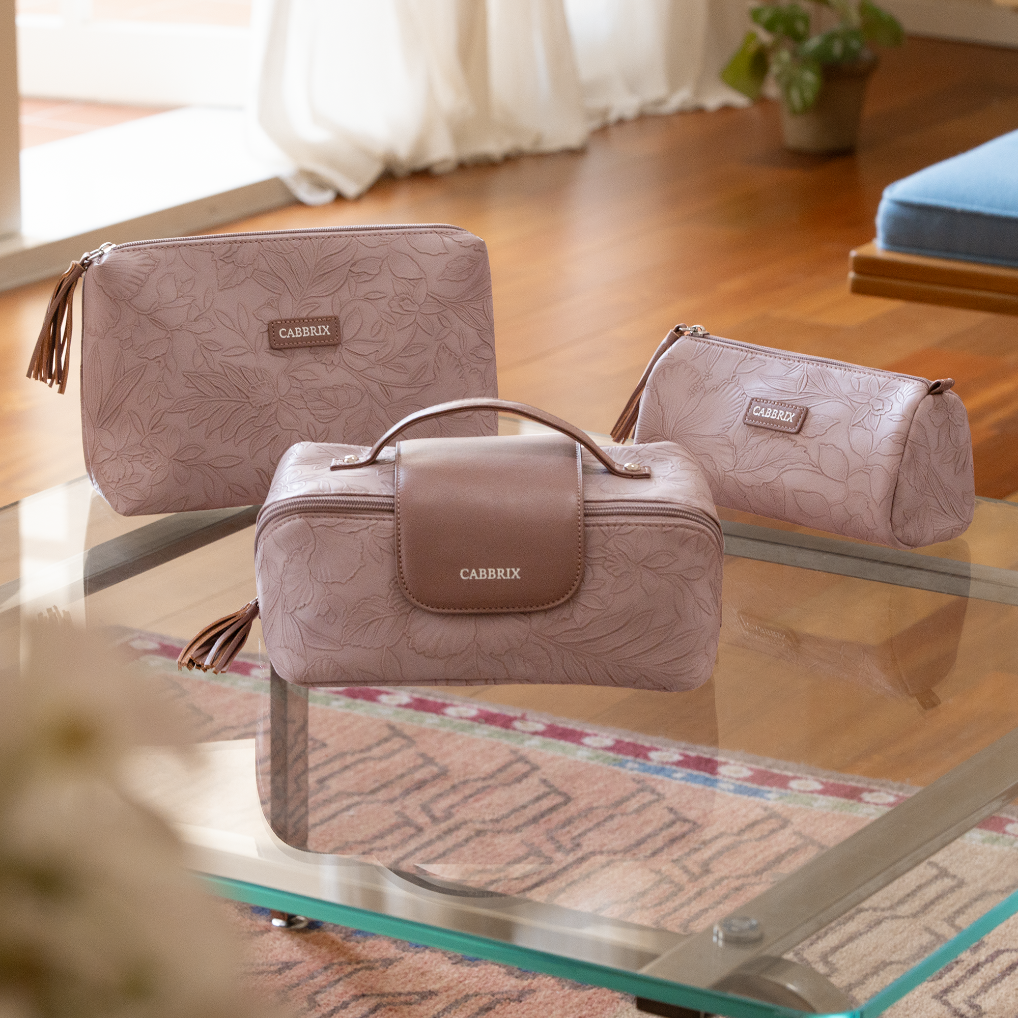 Cabbrix Travel Makeup Bag, 3 Pcs Set Large Capacity Cosmetic Bag, Purple
