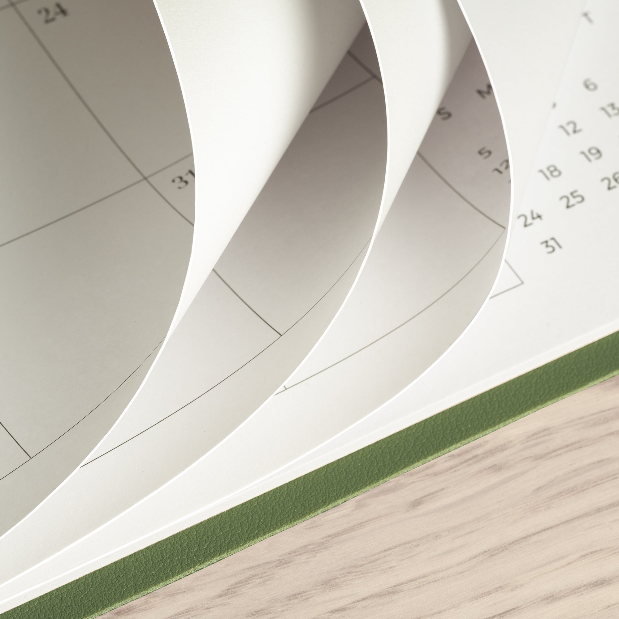 Cabbrix 2026-2027 Desk Calendar, 15"L×12"W, Simplified Style, Green