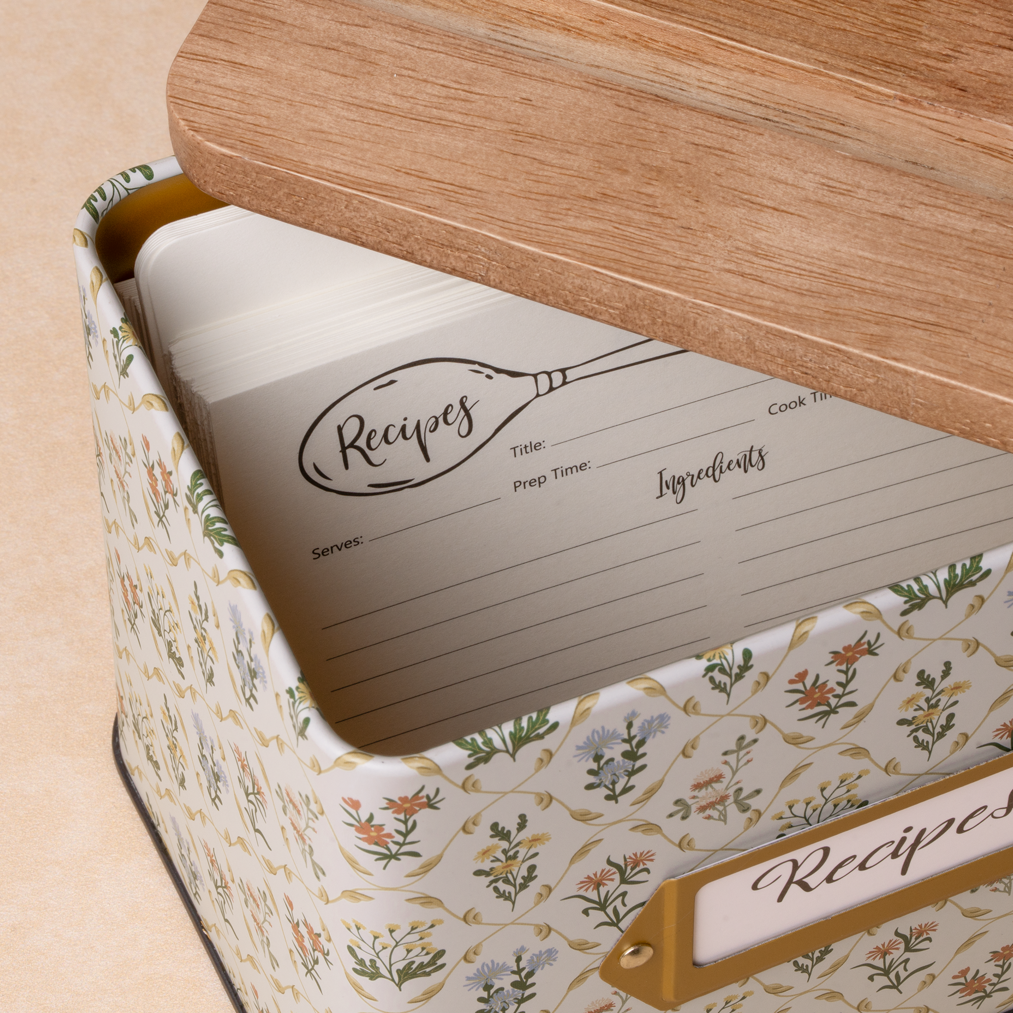 Cabbrix Stylish Recipe Box with Cards, Flowing Gleam