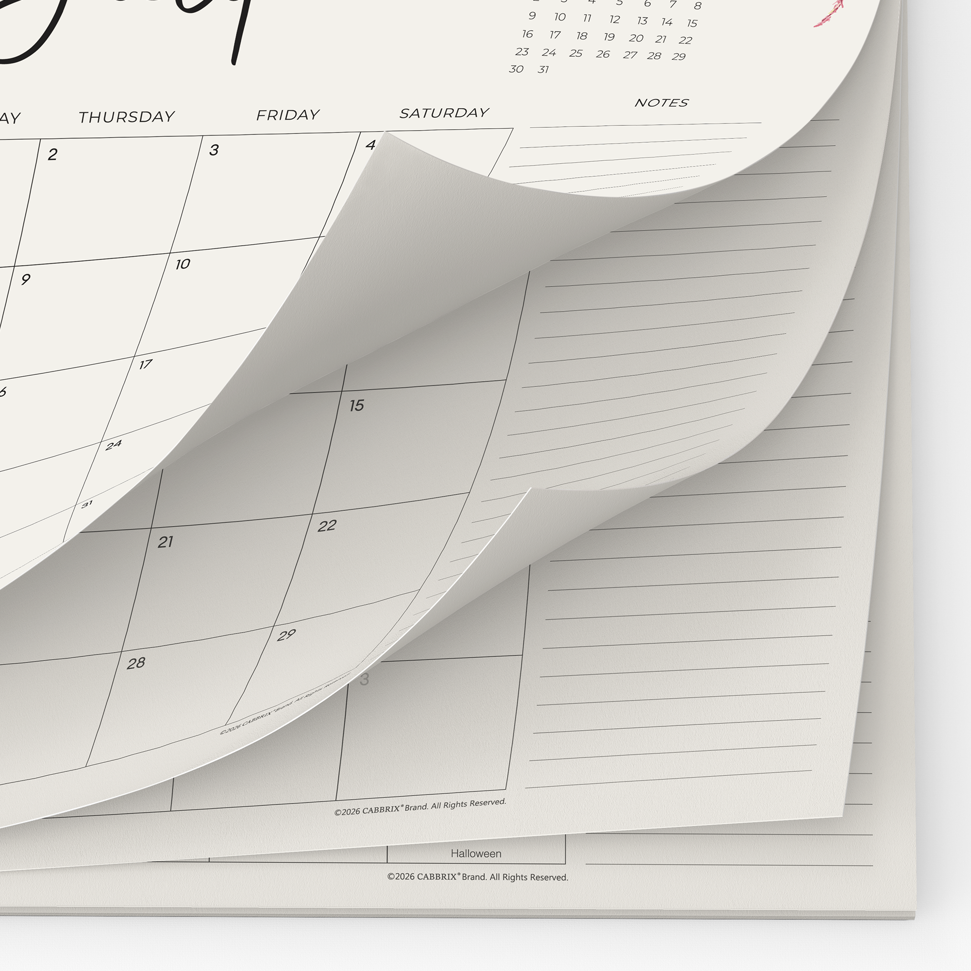 Cabbrix 2026-27 Desk Calendar, 15"L×12"W, Vine Poem, Blue