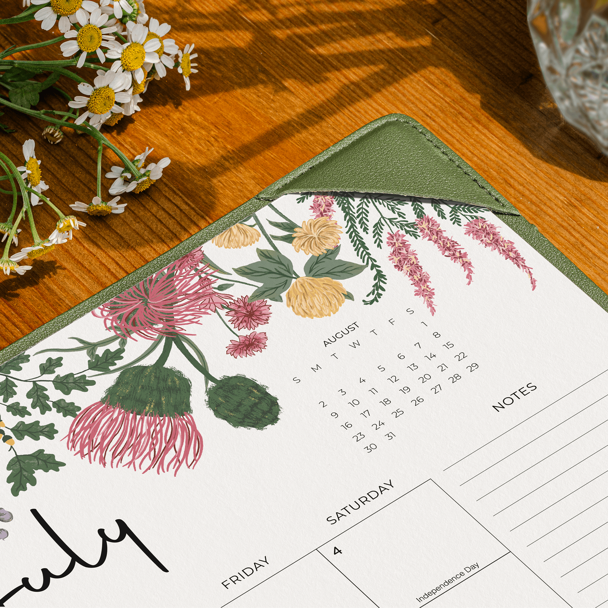 Cabbrix 2026-27 Desk Calendar, 15"L×12"W, Vine Poem, Green