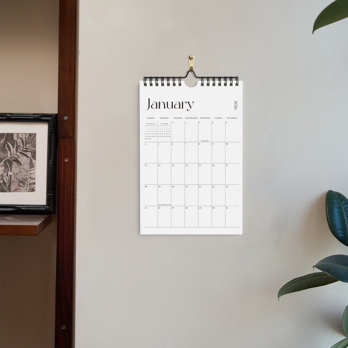 Cabbrix 2027-2028 Wall Calendar, Twin-Wire Binding, 6"L×9"W, Simple Design