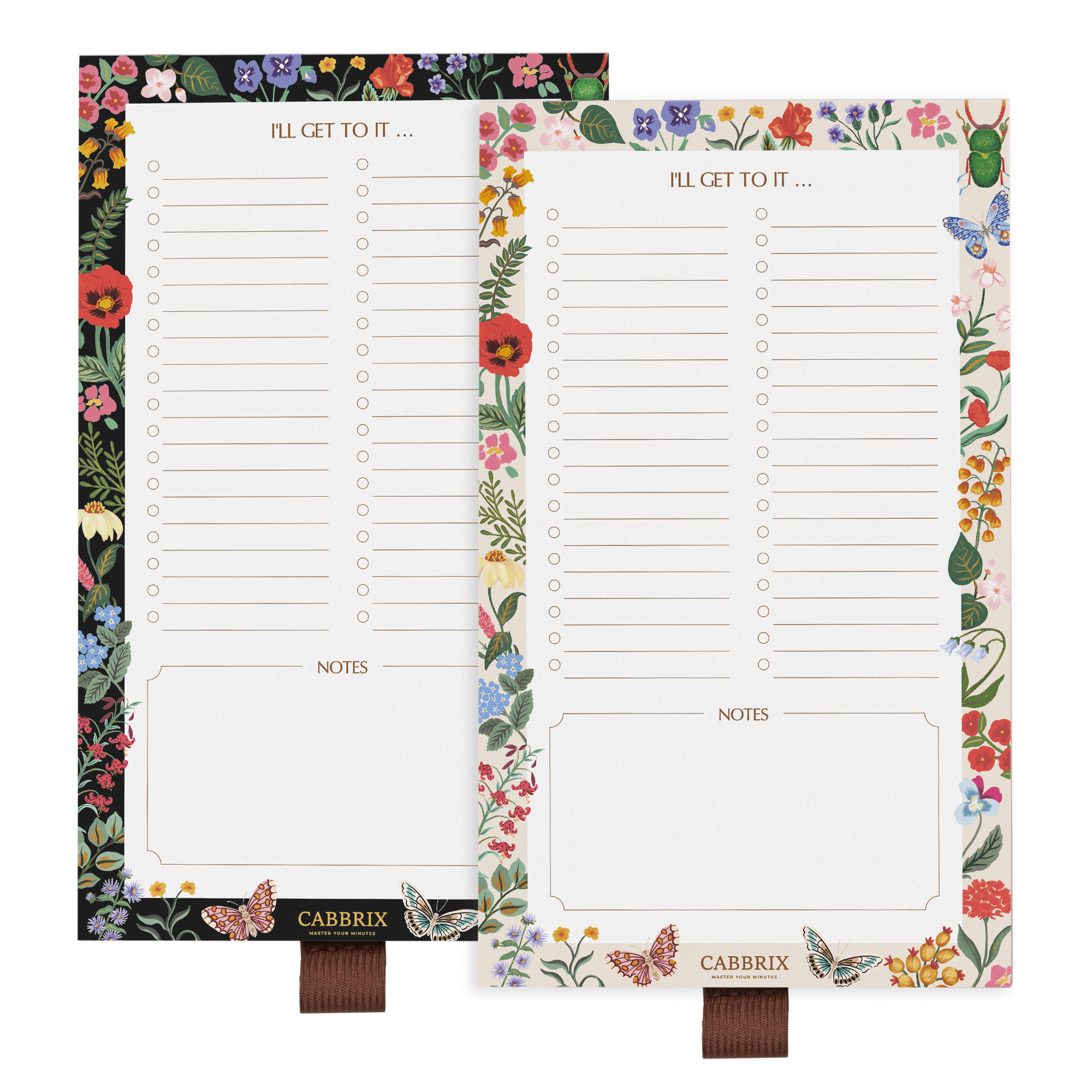 Cabbrix Magnetic Notepads for Fridge, Floral Design, Floral