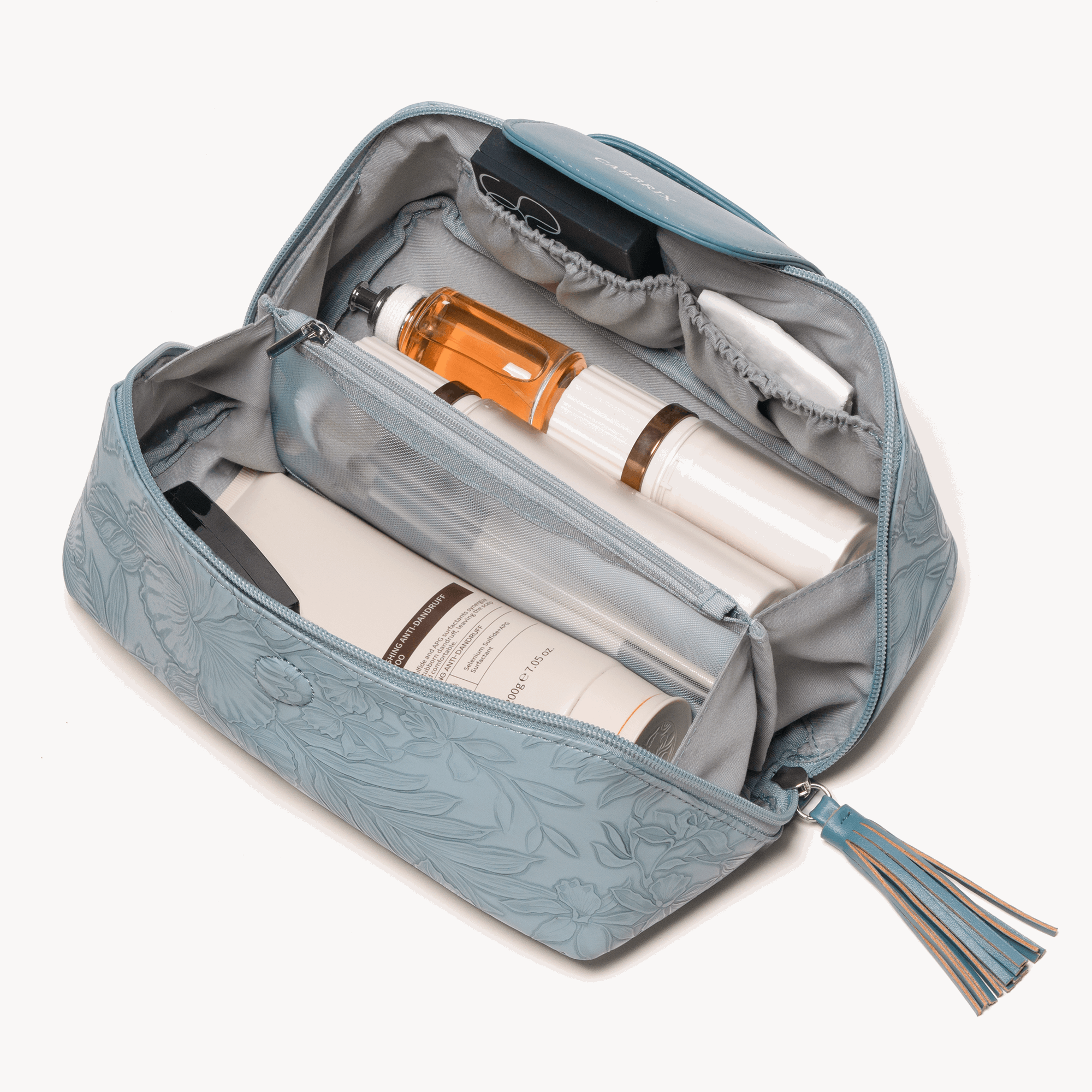 Cabbrix Travel Makeup Bag, 3 Pcs Set Large Capacity Cosmetic Bag, Blue