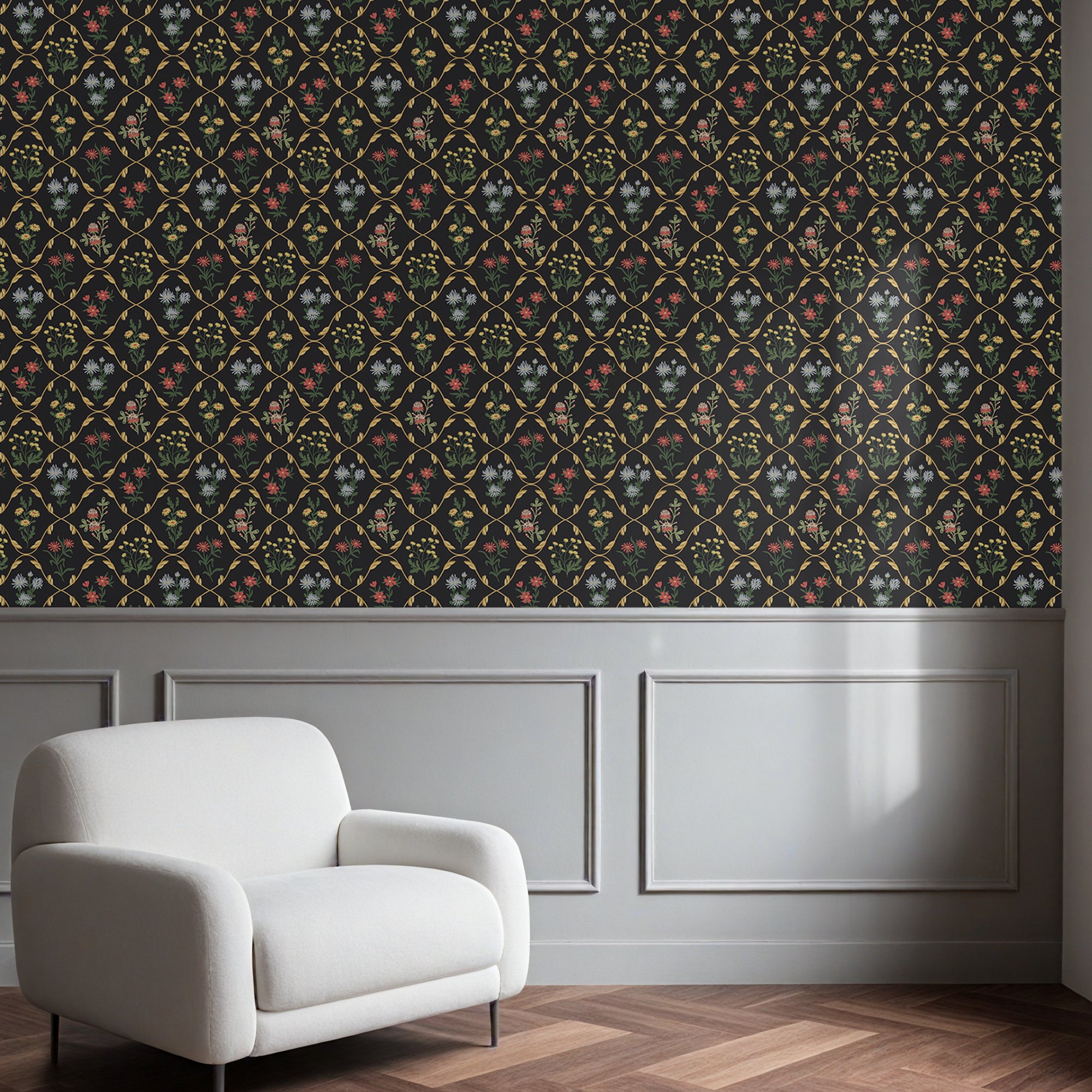 Cabbrix Waterproof Peel Stick Floral Wallpaper, Flowing Shade