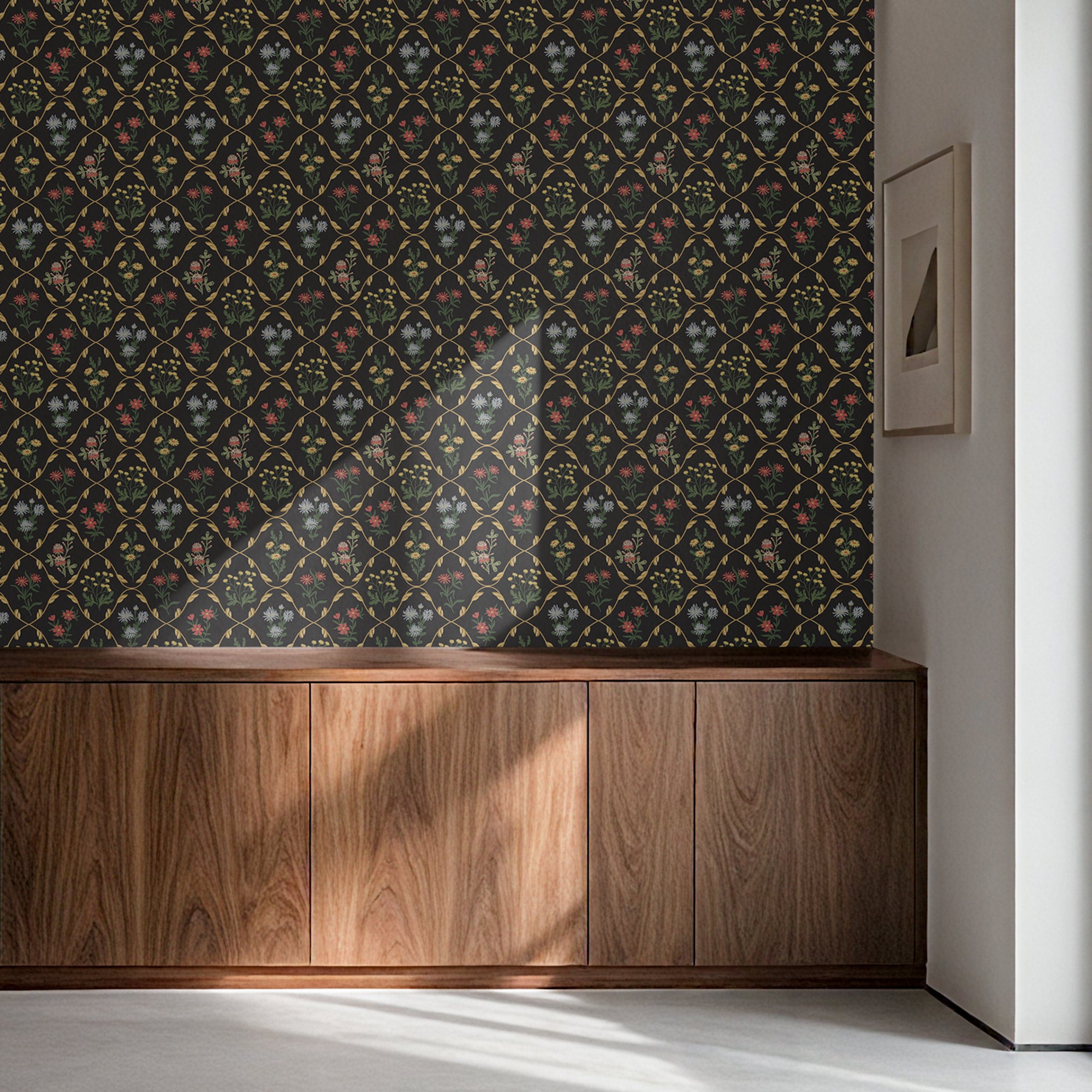 Cabbrix Waterproof Peel Stick Floral Wallpaper, Flowing Shade