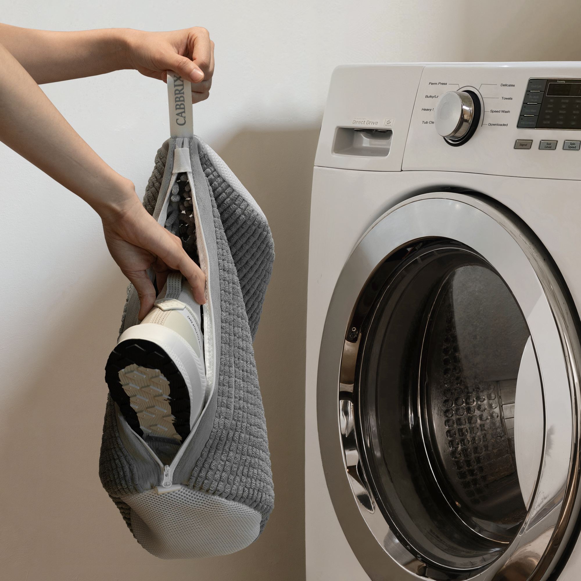 Cabbirx Shoe Washing Machine Bag 2pcs, Medium Size for Kids, Gray