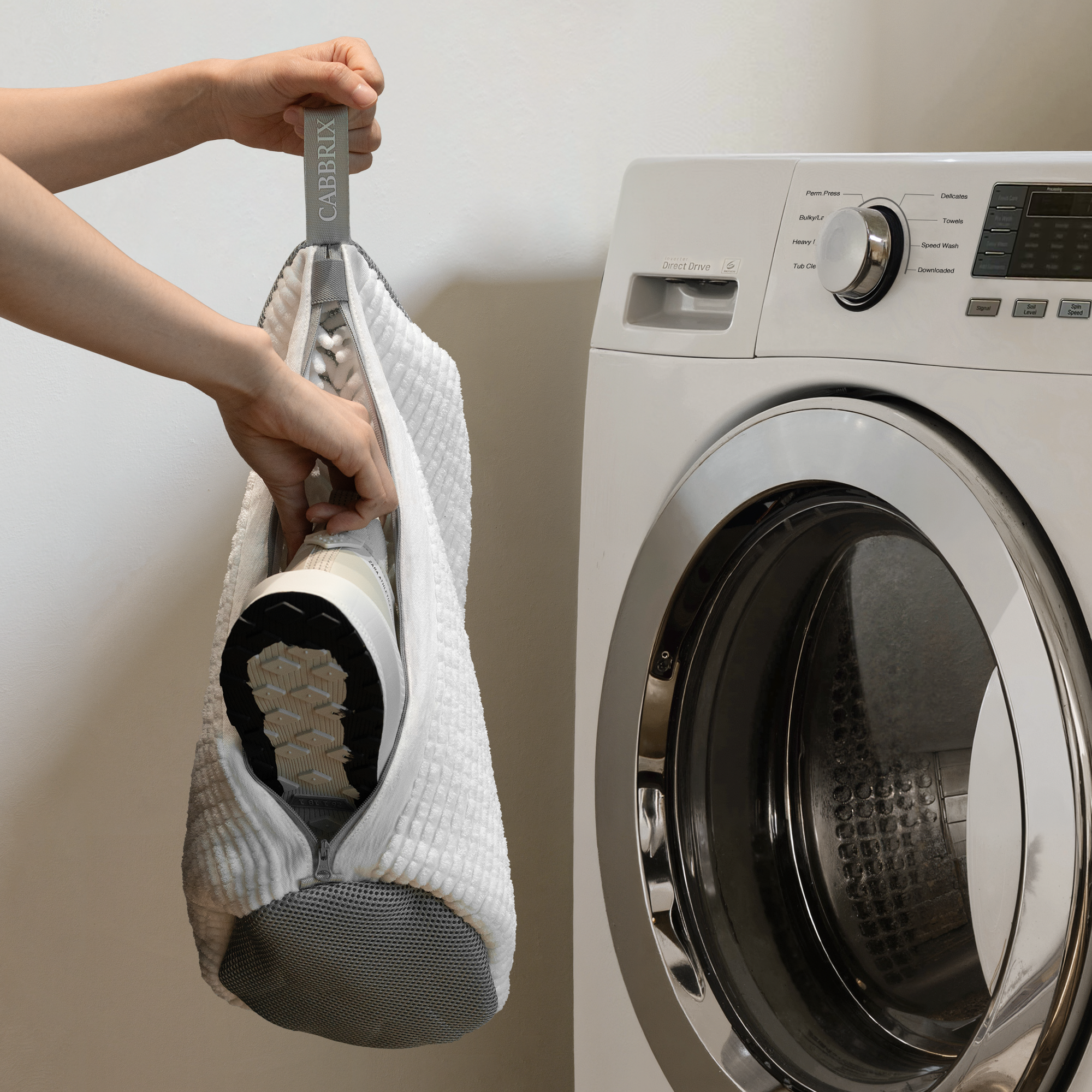 Cabbirx Shoe Washing Machine Bag 2pcs, Large Size for Adult, White