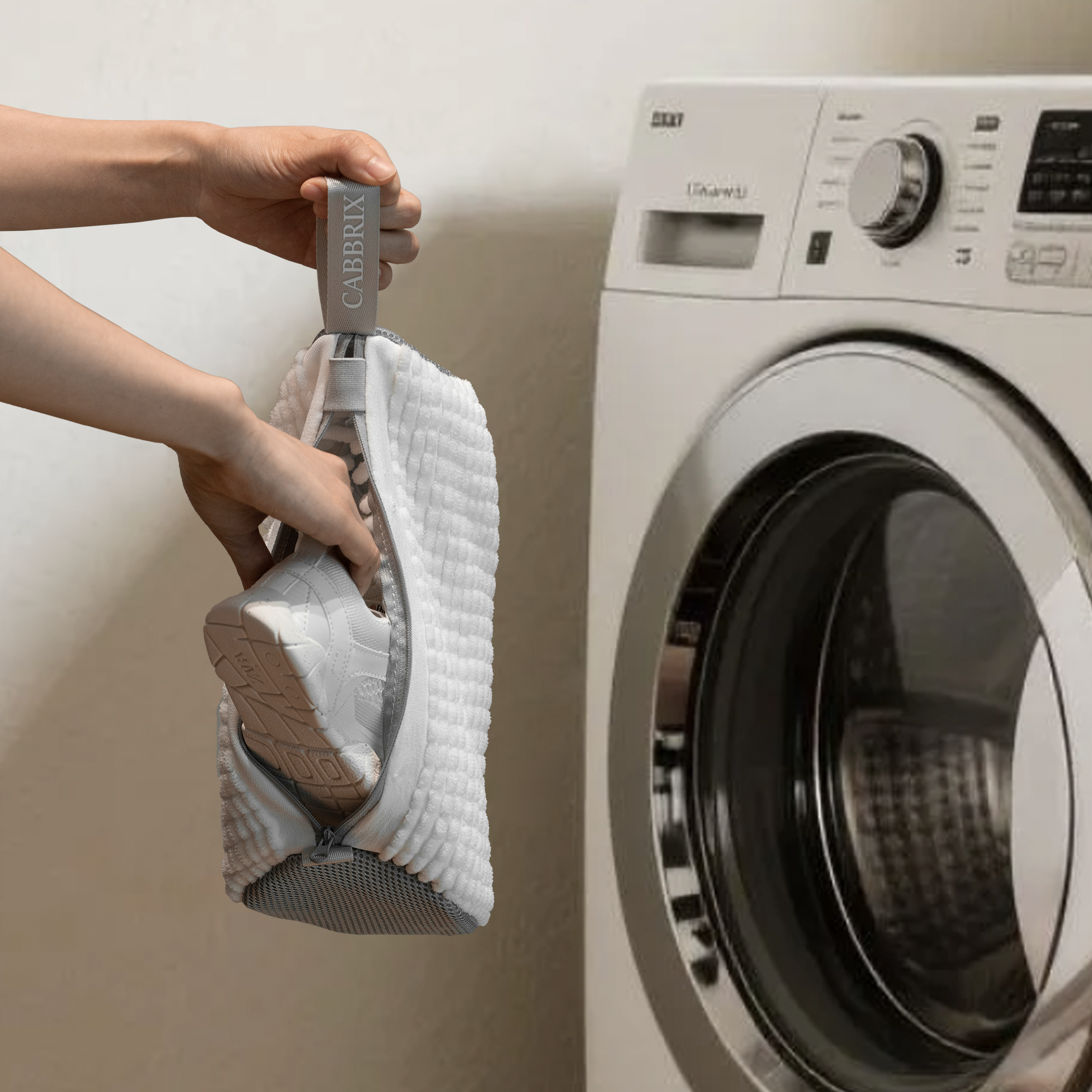 Cabbirx Shoe Washing Machine Bag 2pcs, Medium Size for Kids, White