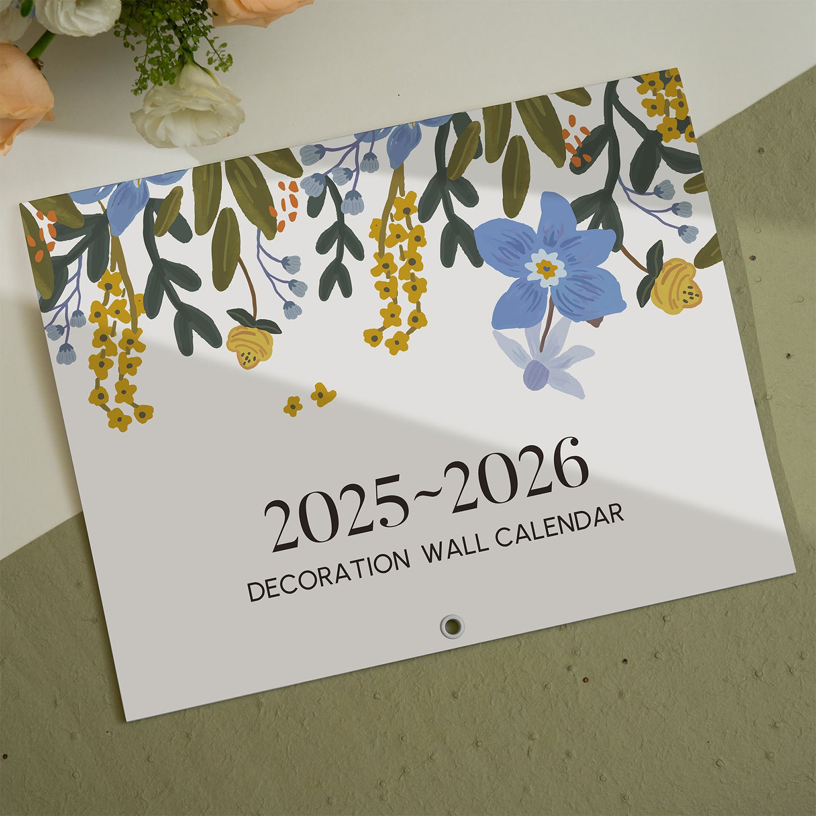 Cabbrix 2025-2026 Large Wall Calendar, Foldable, Floral Design