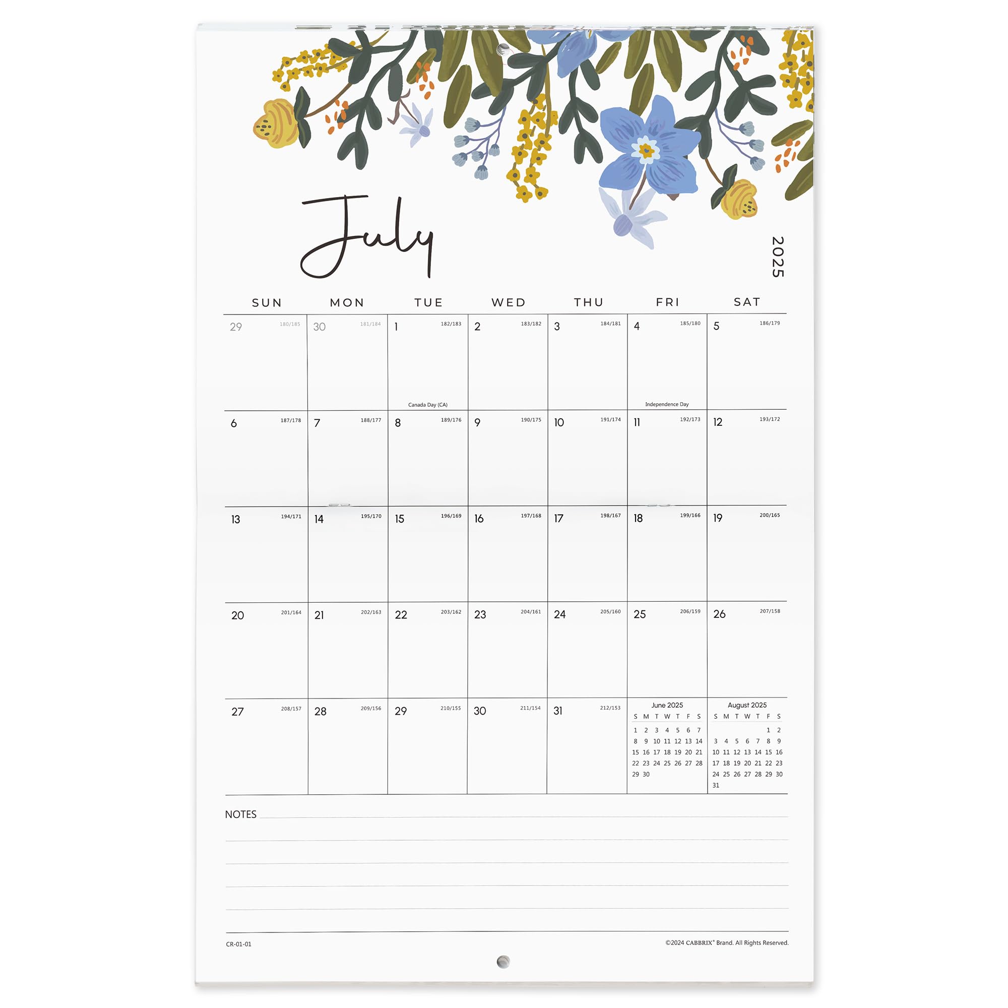 Cabbrix 2025-2026 Large Wall Calendar, Foldable, Floral Design