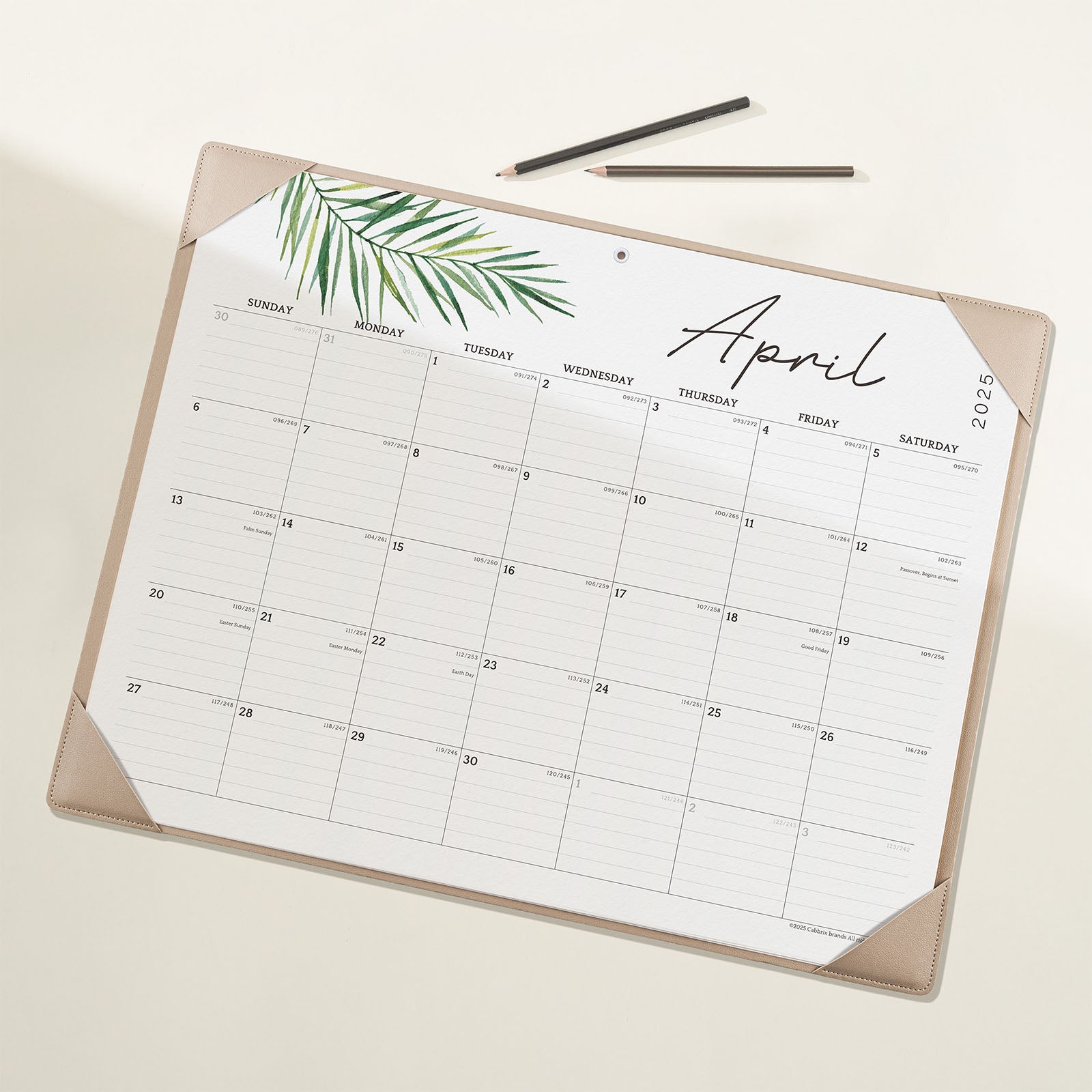 Cabbrix 2025-2026 Desk Calendar, Pastoral Style, Apricot