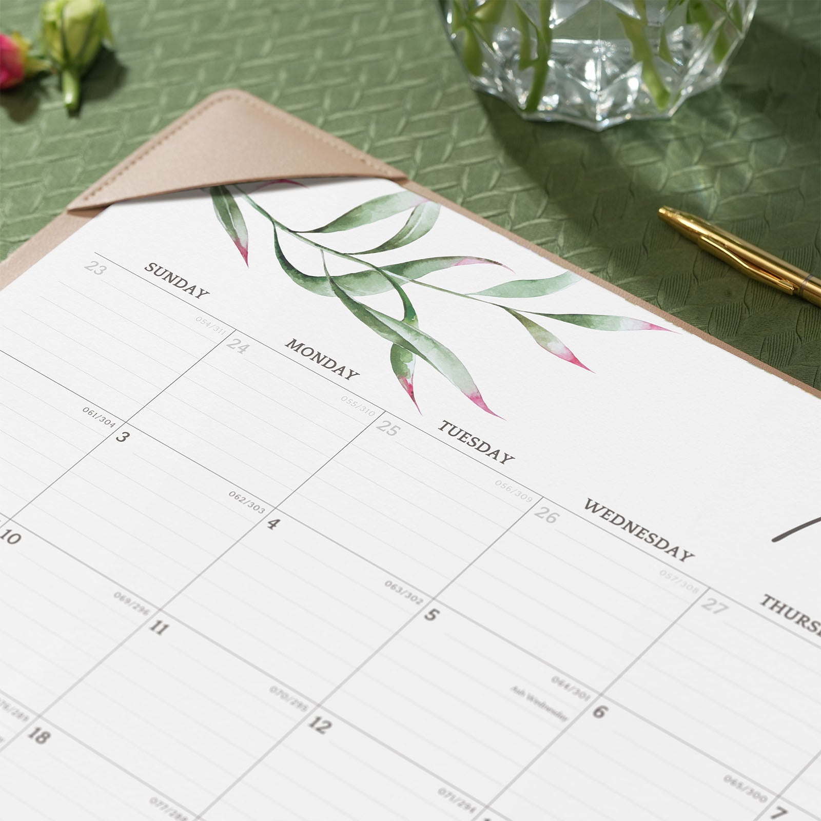 Cabbrix 2025-2026 Desk Calendar, Pastoral Style, Apricot