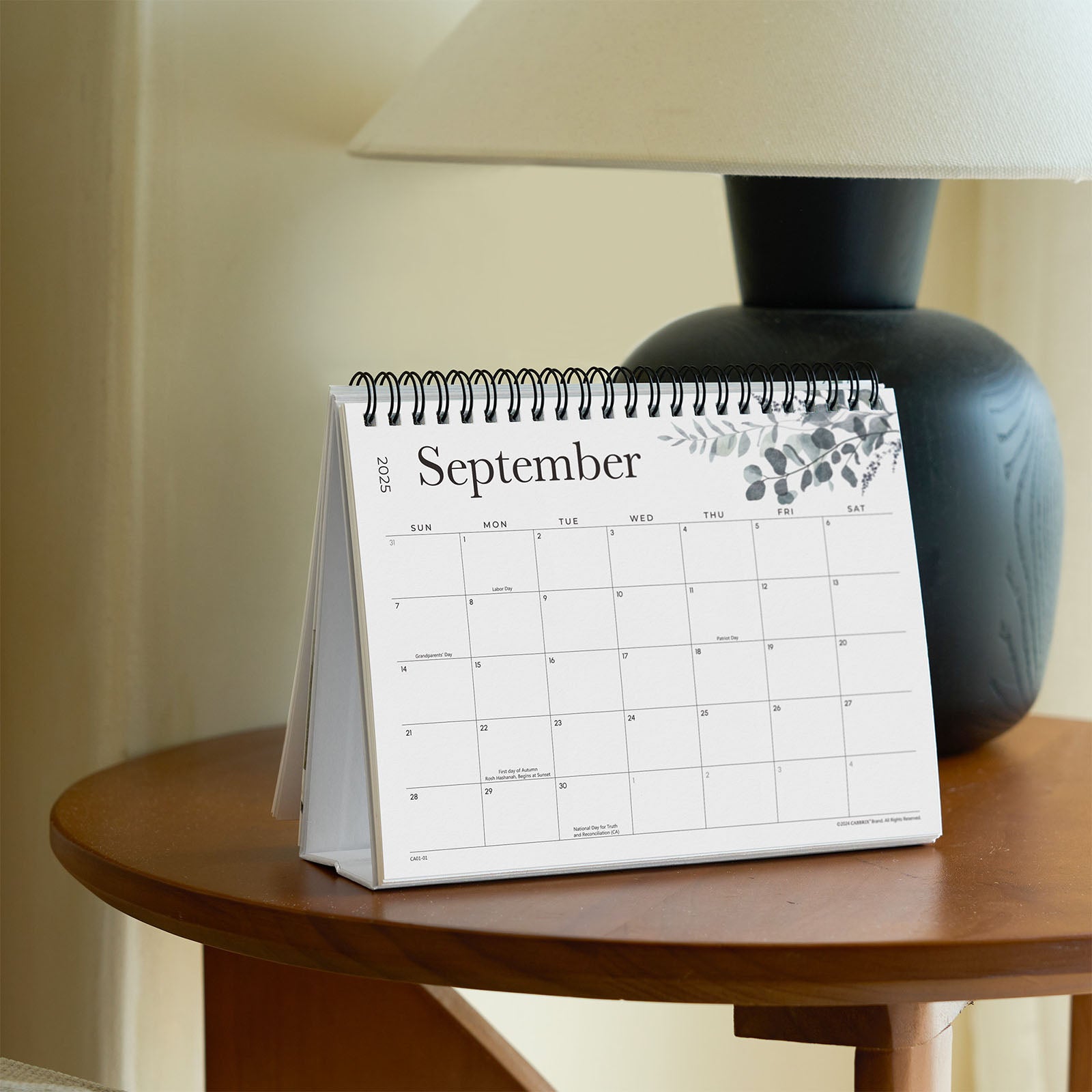 Cabbrix 2025-2026 Desk Calendar, With Stickers, Watercolor Plant Elements