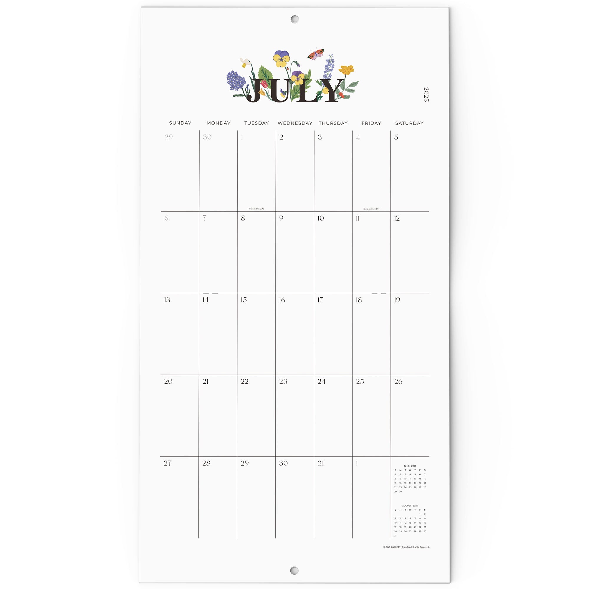Cabbrix 2025-2026 Large Wall Calendar, Foldable, Morning Field