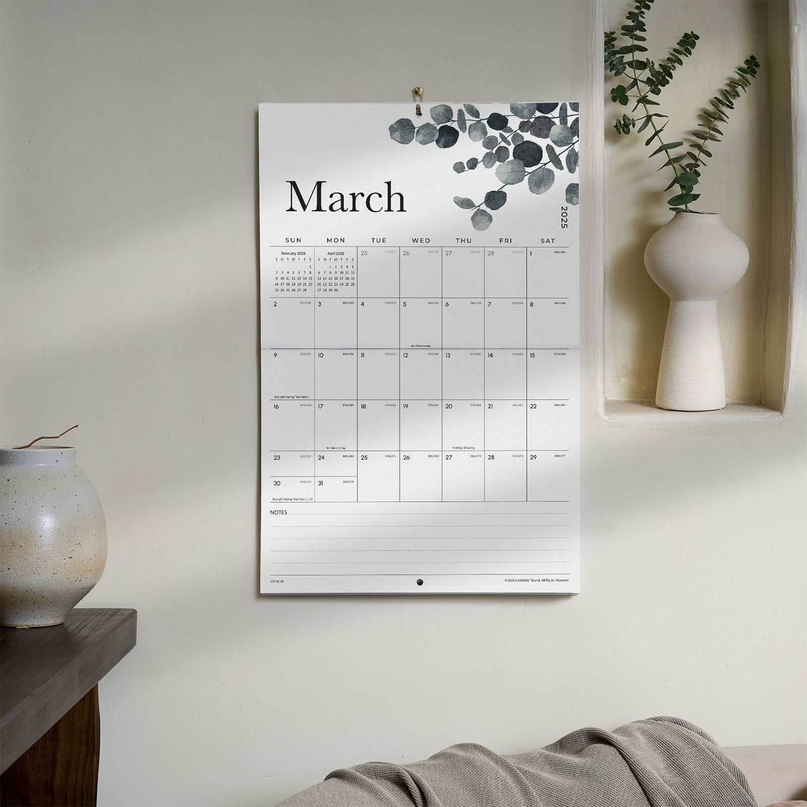 Cabbrix 2025-2026 Large Wall Calendar, Foldable, Watercolor Plant