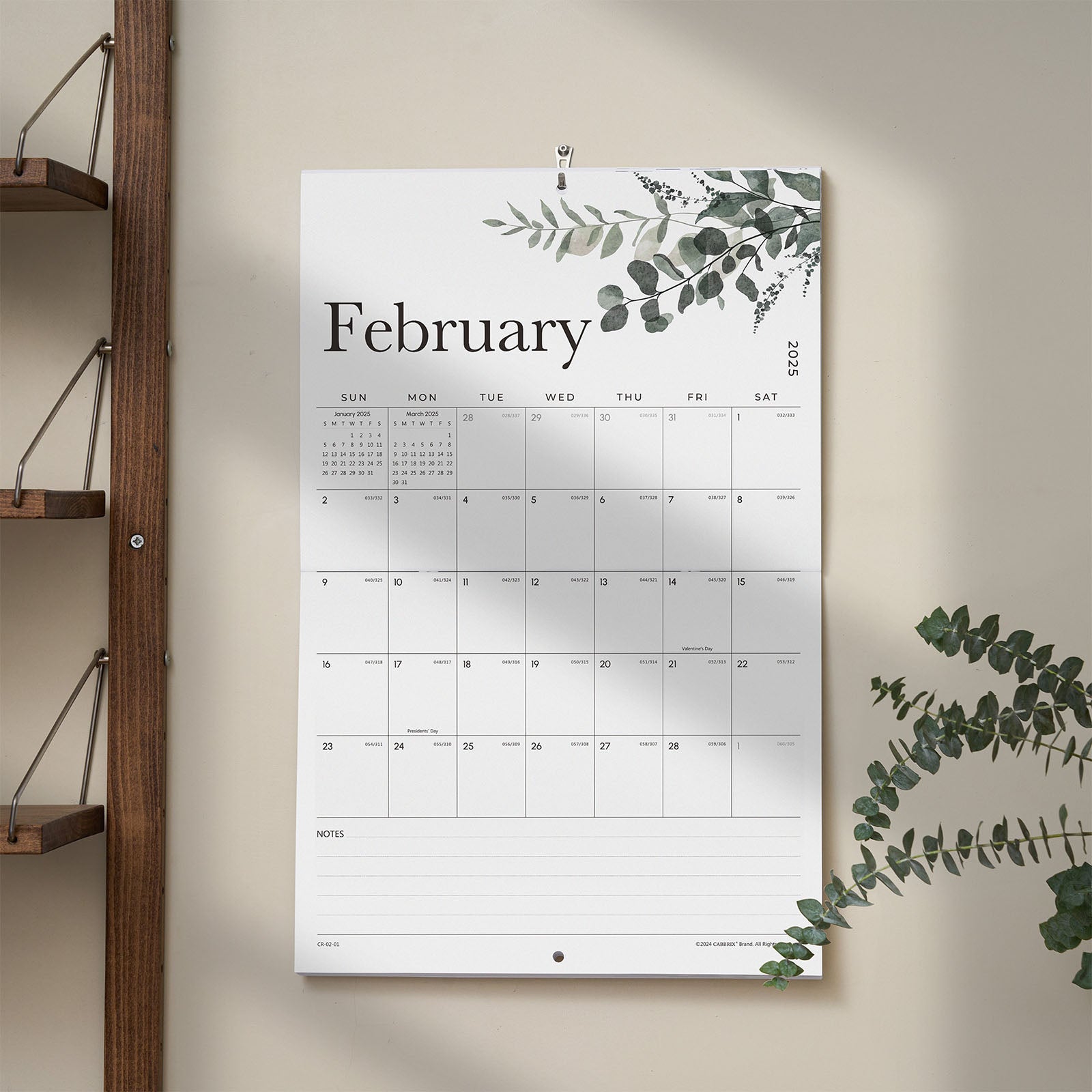 Cabbrix 2025-2026 Large Wall Calendar, Foldable, Watercolor Plant