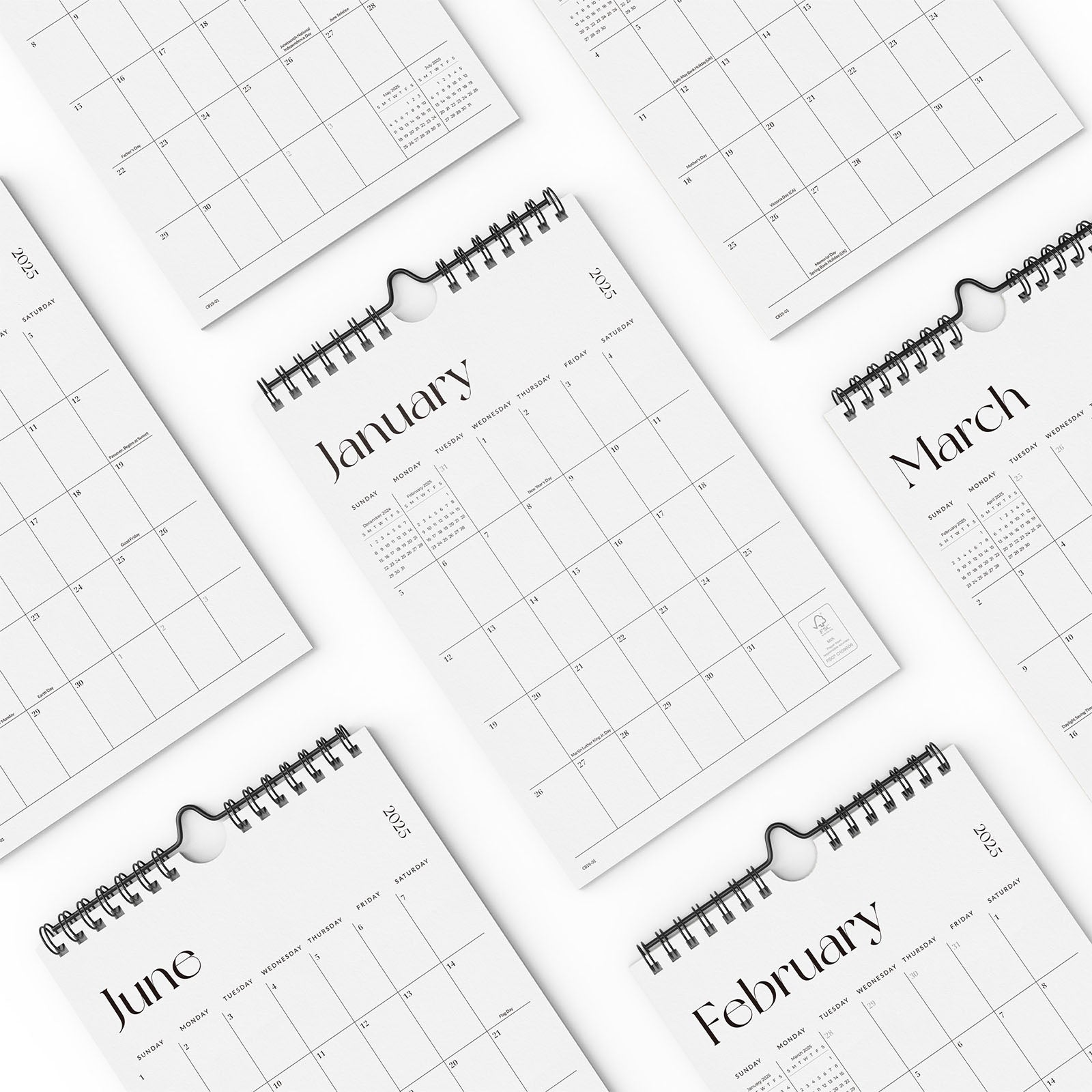 Cabbrix 2025-2026 Mini Wall Calendar, Twin-Wire Binding, Simple Design