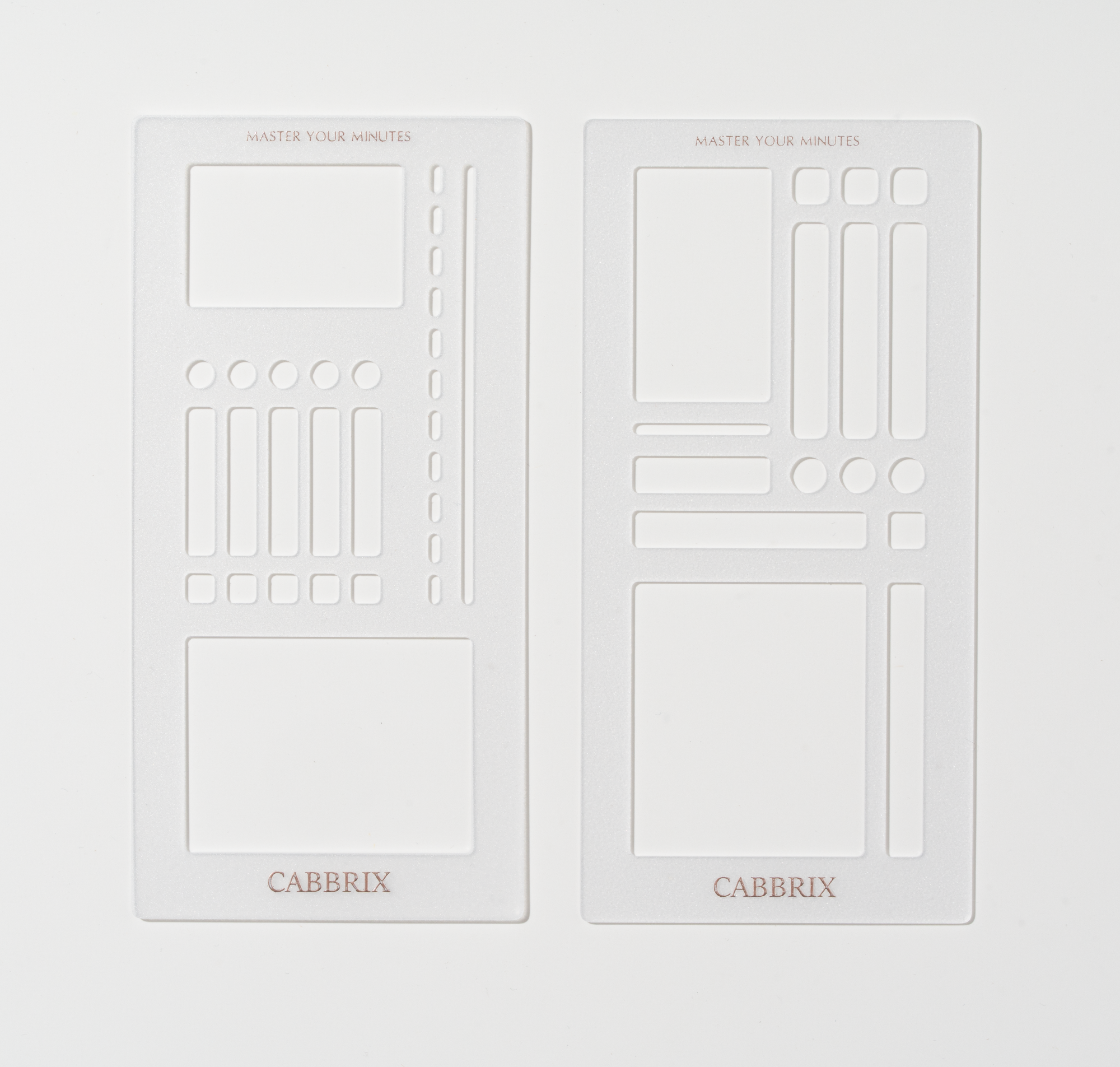 Two Cabbrix stencils on a white background