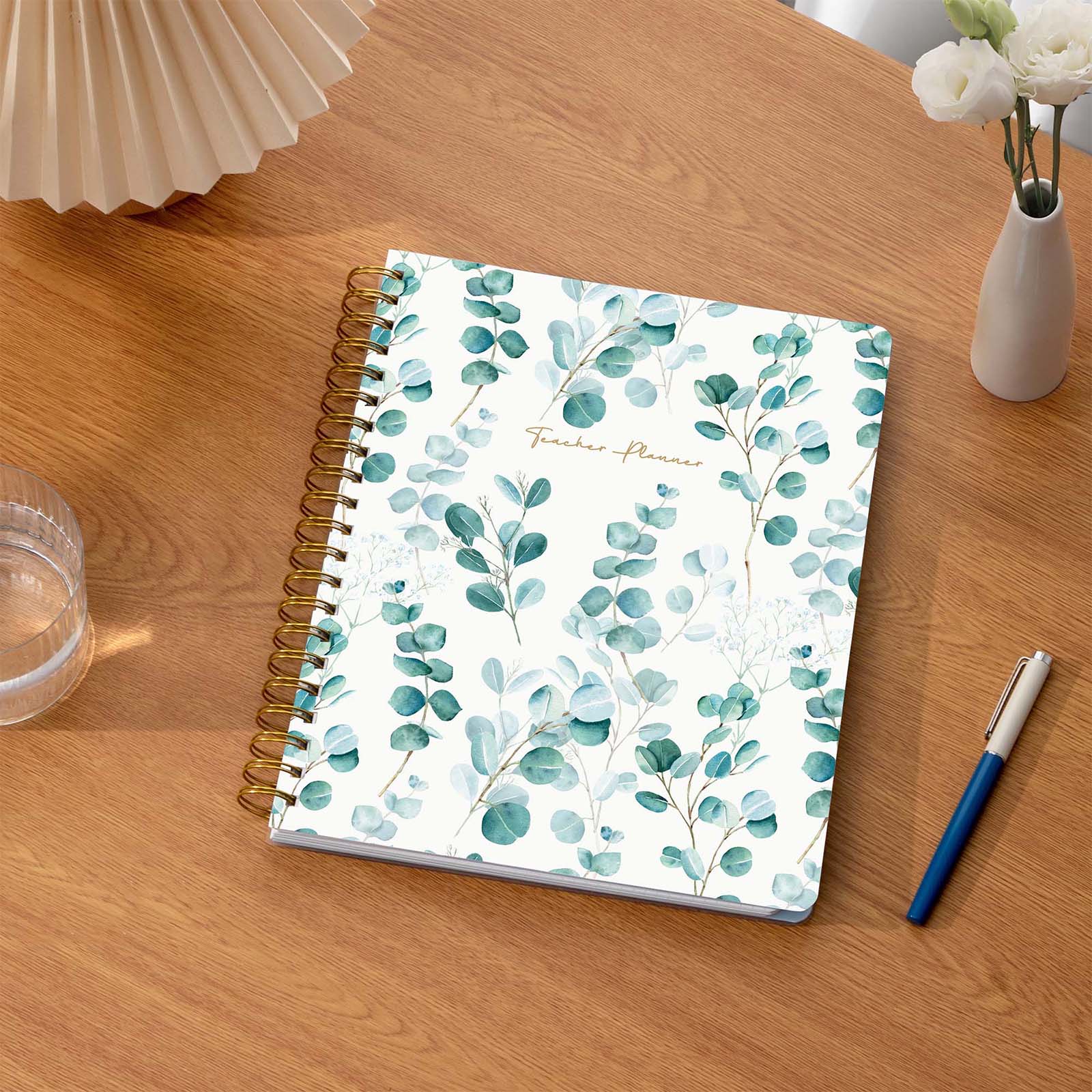 Cabbrix®, 2024-2025 Weekly Monthly Teacher Lesson Planner, 8.5"L×11"W, Spiral Bound, Botanical Elements