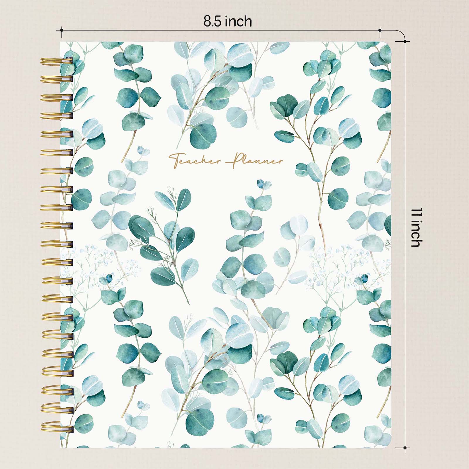 Cabbrix®, 2024-2025 Weekly Monthly Teacher Lesson Planner, 8.5"L×11"W, Spiral Bound, Botanical Elements