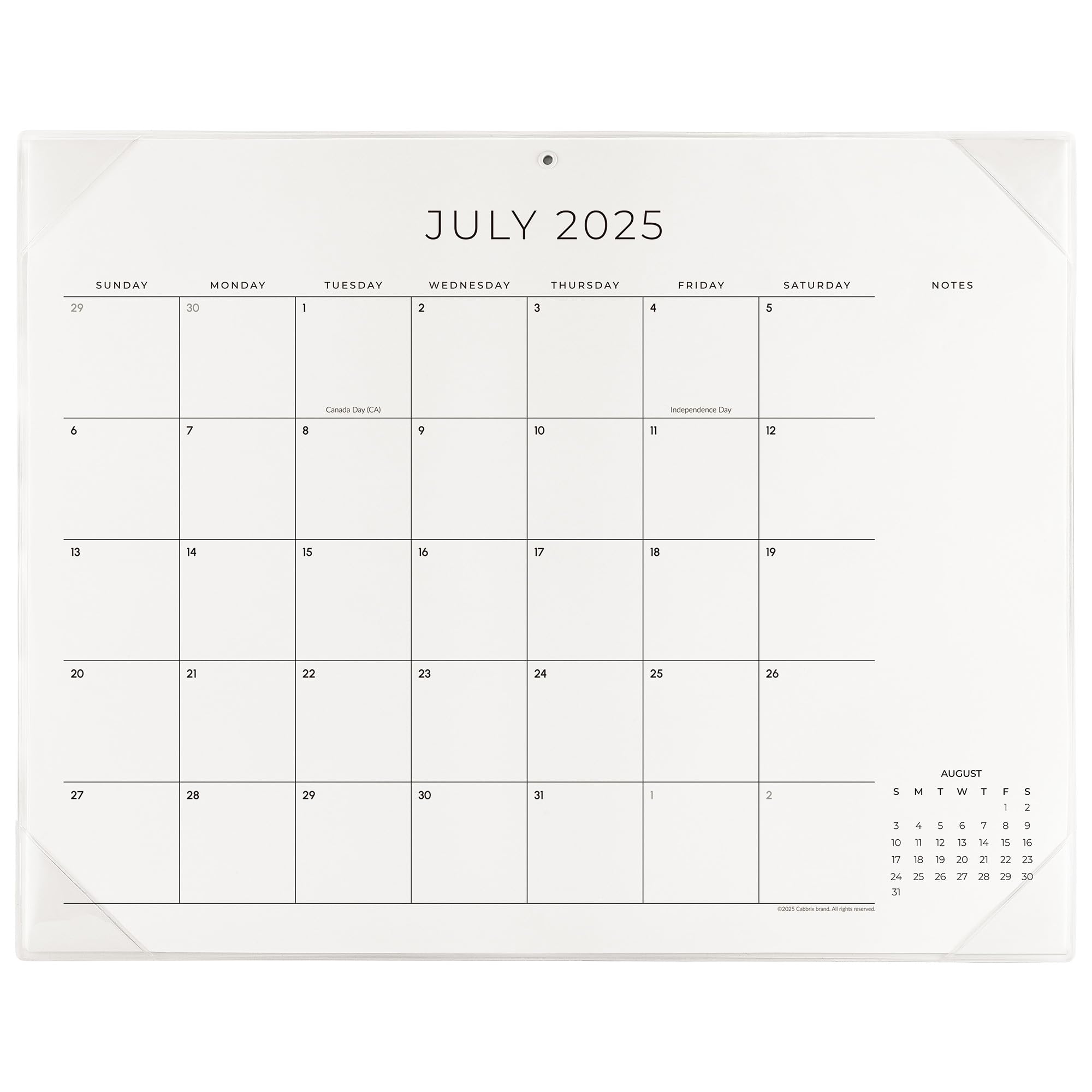 Cabbrix 2025-2026 Desk Calendar, Simplified Style, Clear