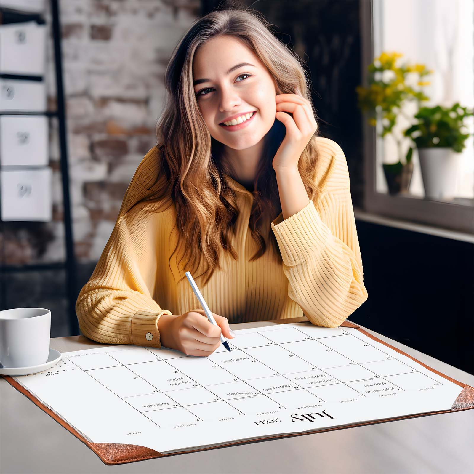 Cabbrix_Jul_2024-Dec_2025_Desk_Calendar_Large_21_Lx16.5_W_Simplicity_Style_Orange