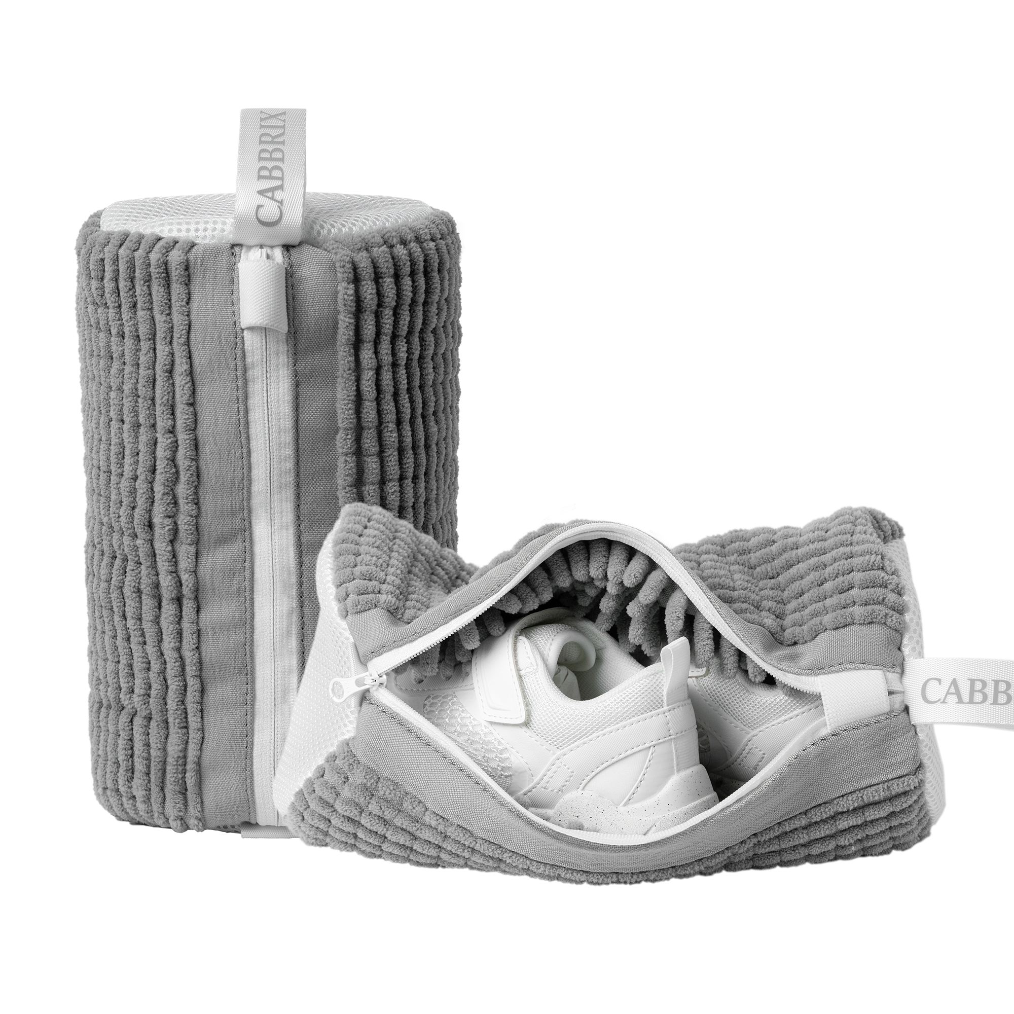 Cabbirx Shoe Washing Machine Bag 2pcs, Medium Size for Kids, Gray