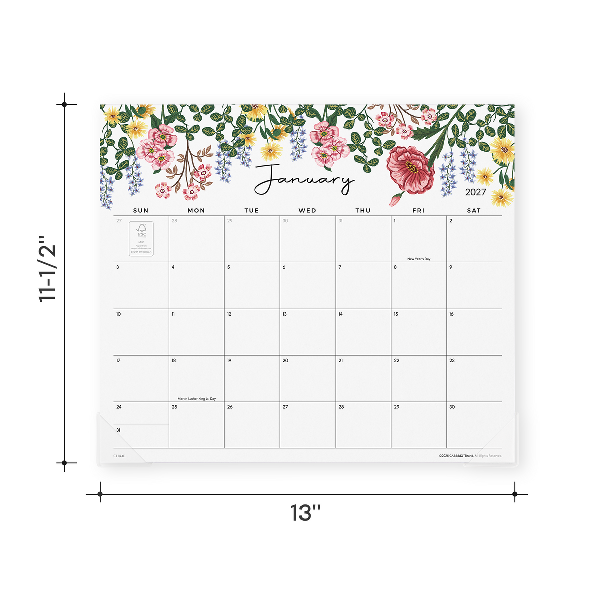 Cabbrix 2027-2028 Magnetic Calendar for Fridge, 13"L×12"W, Vibrancy Floral Design
